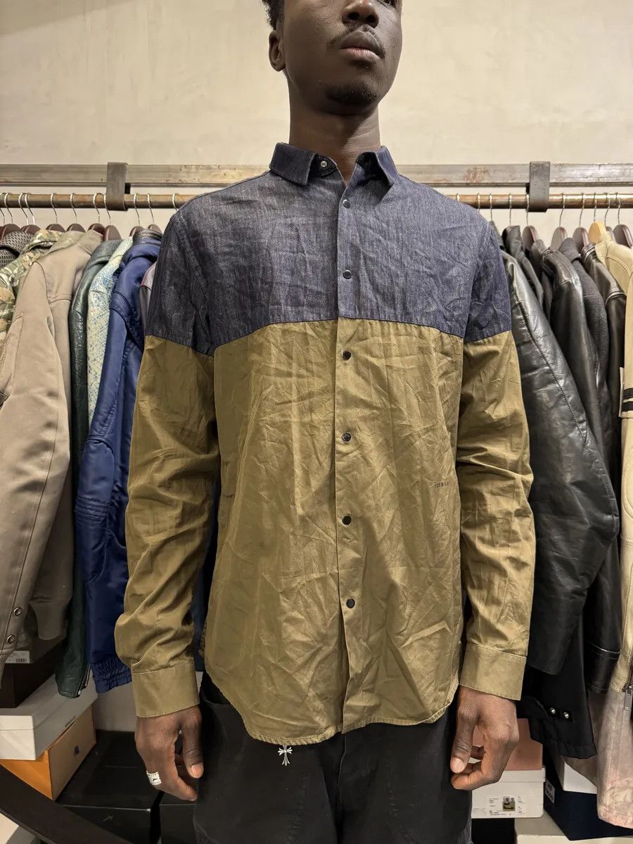 Iceberg 2000s Iceberg Grey Denim Hybrid Beige Cotton Shirt Size US S / EU 44-46 / 1 - 2 Thumbnail