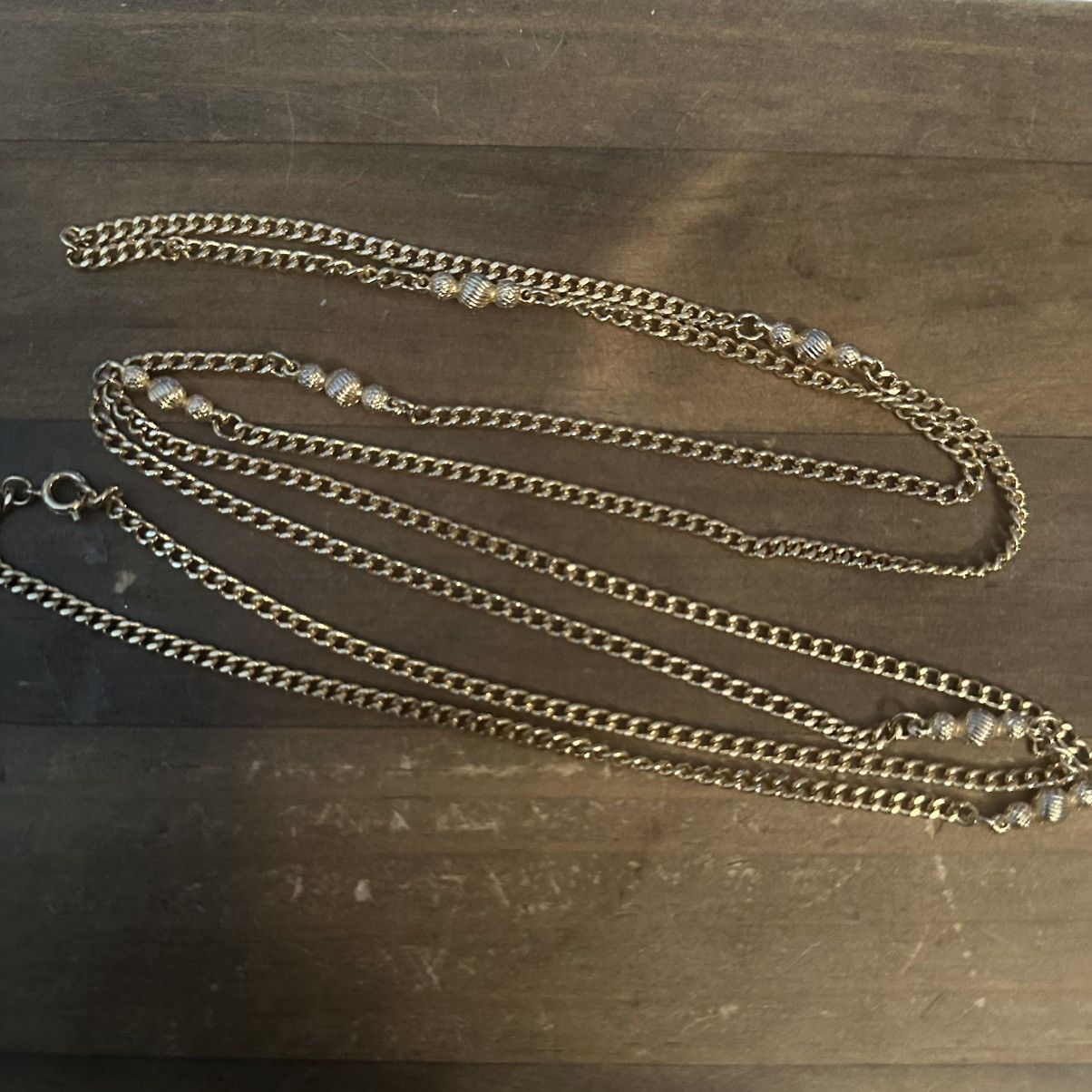 Vintage Vintage long gold tone station balls chain necklace Size ONE SIZE - 2 Thumbnail