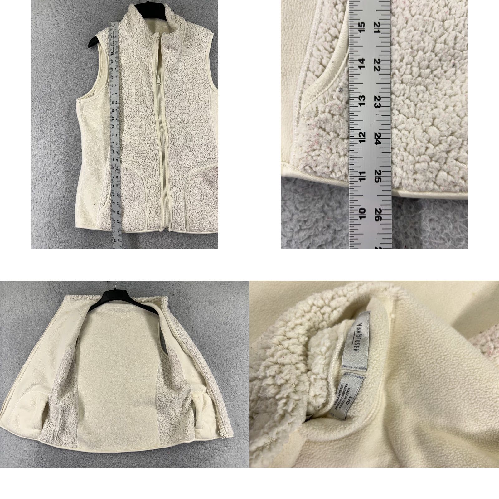 Van Heusen Van Heusen Vest Womens Large White Polyester Fleece Full Zip Pockets Mock Neck Size L / US 10 / IT 46 - 8 Thumbnail
