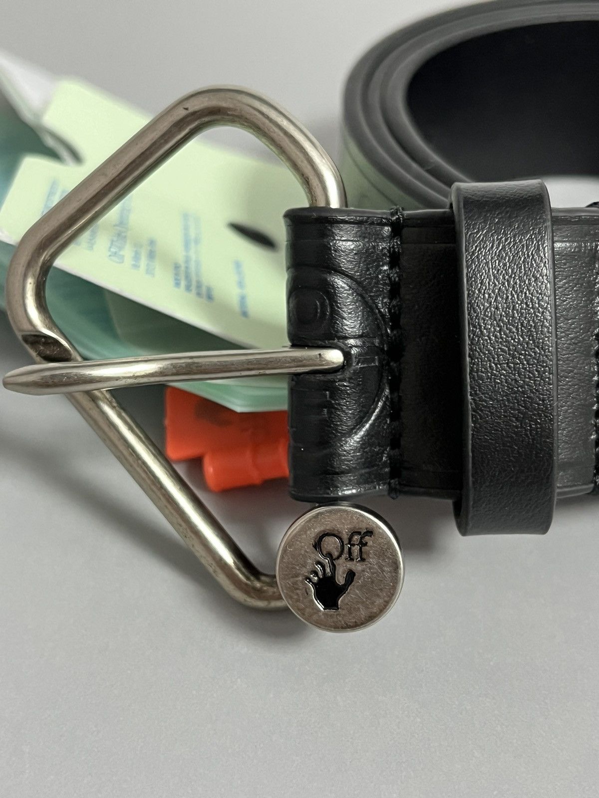Off-White Nail Leather Beltblack Black Size 32 - 4 Thumbnail