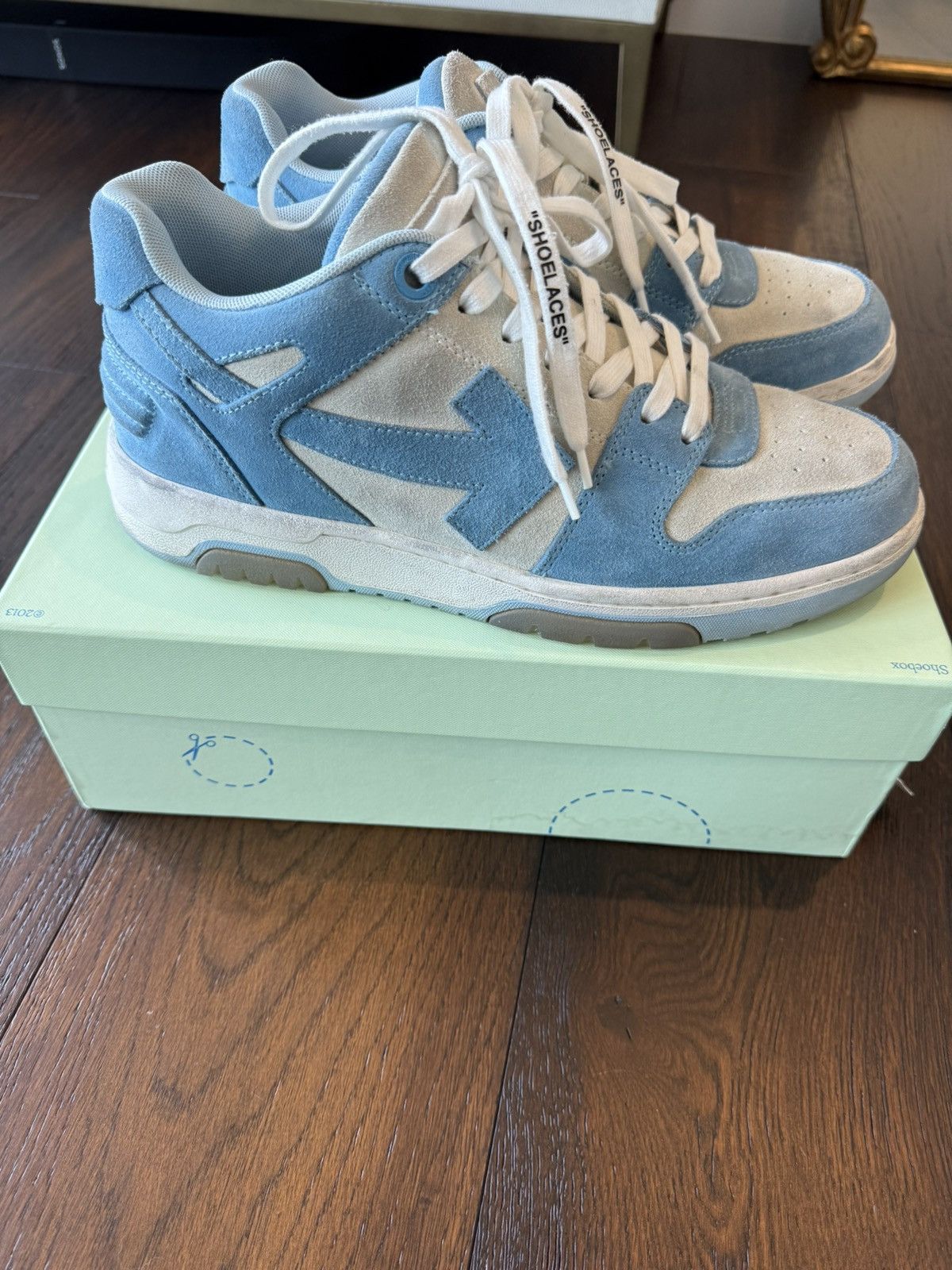 Off-White Off-White Out Of Office Suede Blue Sneakers Size US 10 / EU 43 - 2 Thumbnail
