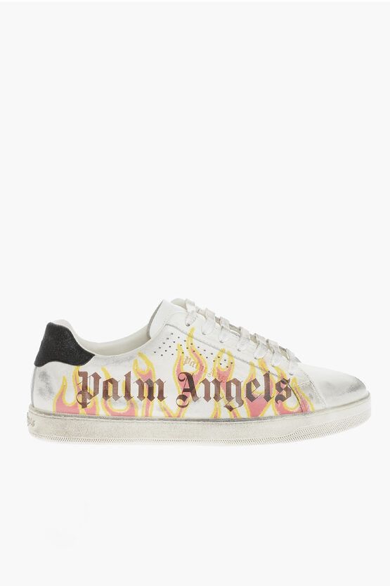 image of Palm Angels Og1Mm0524 Leather Vintage Sneakers In White, Men's (Size 6)
