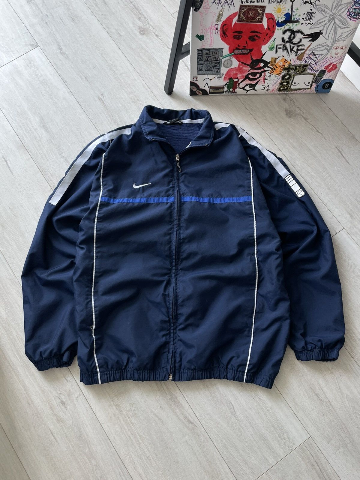 Nike Vintage Y2K Nike 00’s Track Jacket Nylon Blue Swoosh RARE Size US L / EU 52-54 / 3 - 1 Thumbnail