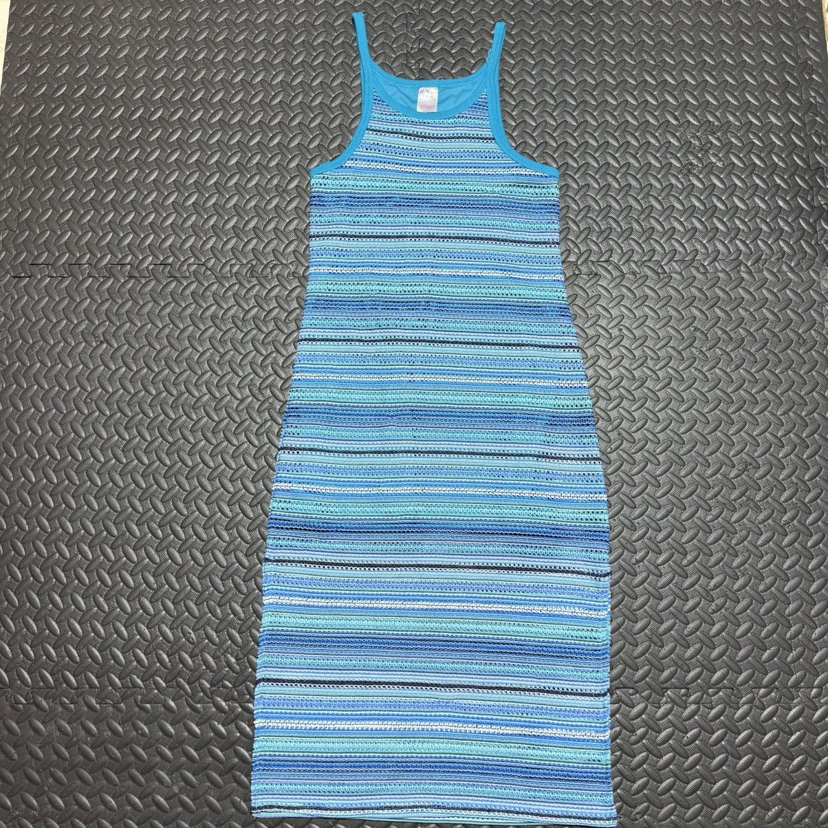 Other No Boundaries Midi Dress Striped Knit Tank Blue Womens Large Size L / US 10 / IT 46 - 1 Thumbnail