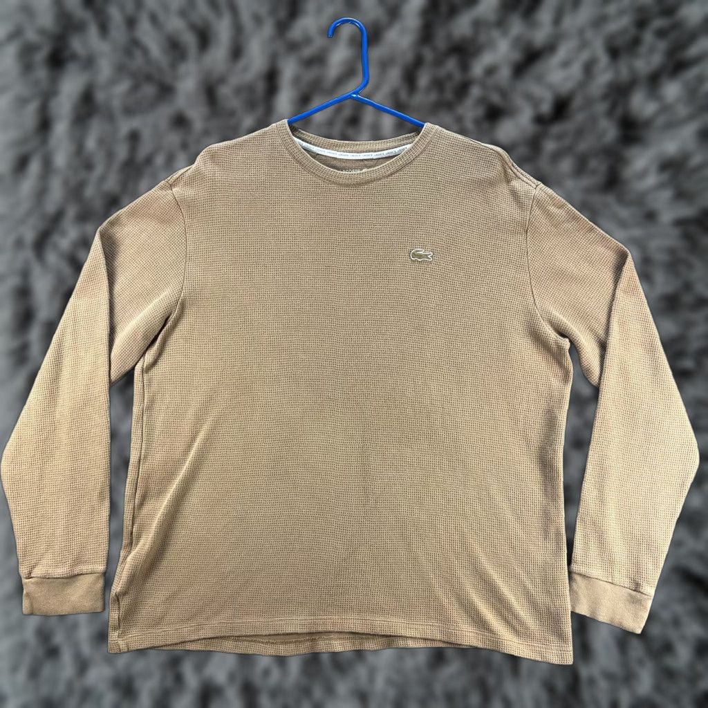Lacoste Lacoste Shirt Mens 2XL Brown Tan Waffle Thermal Long Sleeve Sleepwear TH9688 Size US XXL / EU 58 / 5 - 1 Thumbnail