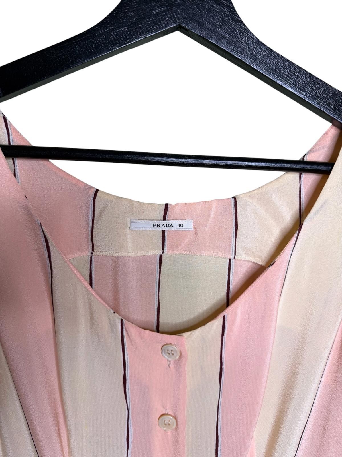Prada Prada SS2010 Silk Stripe Dress Pink Cream Pleated IT40 Size S / US 4 / IT 40 - 3 Thumbnail