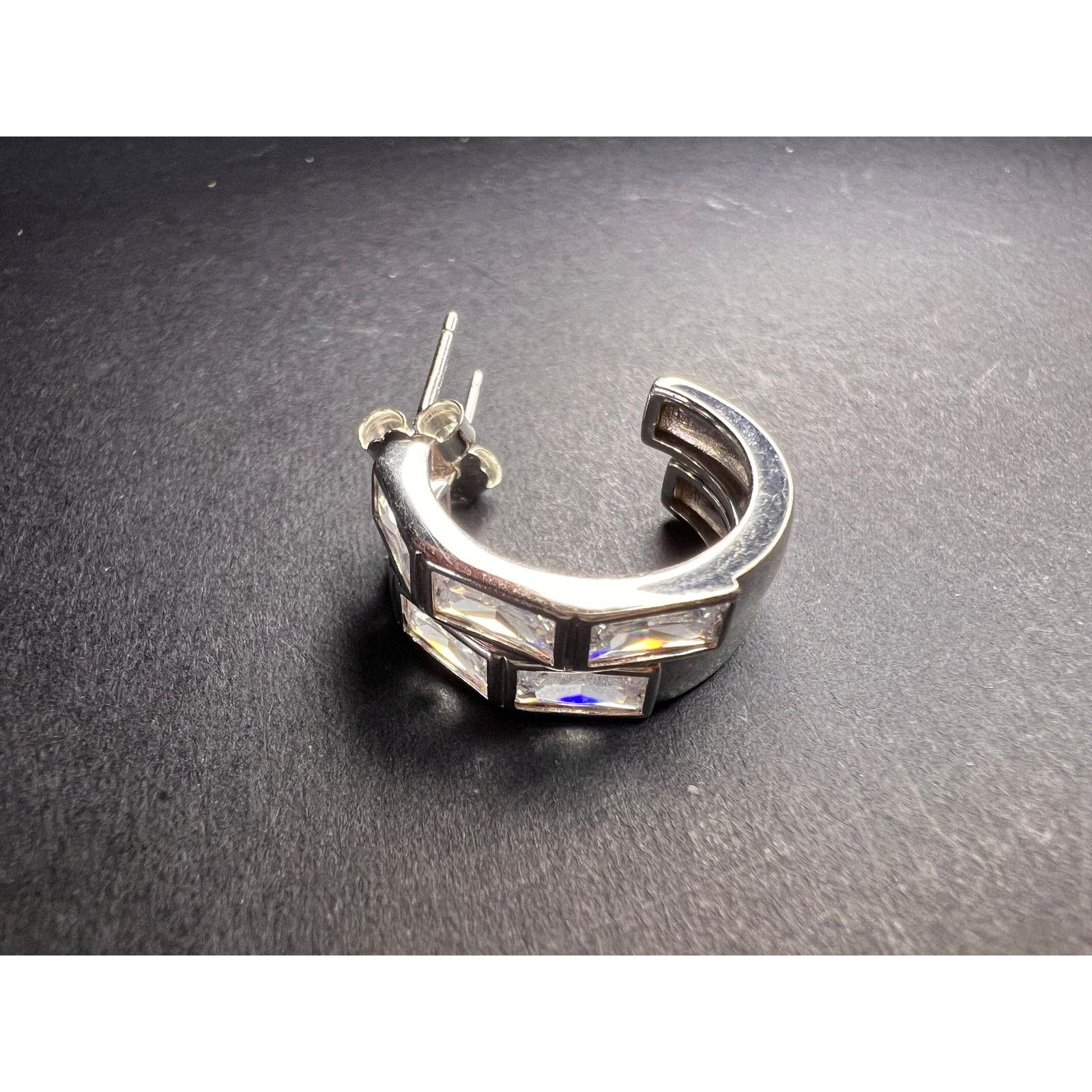 Other CZ half hoop earrings in sterling silver Size ONE SIZE - 10 Thumbnail