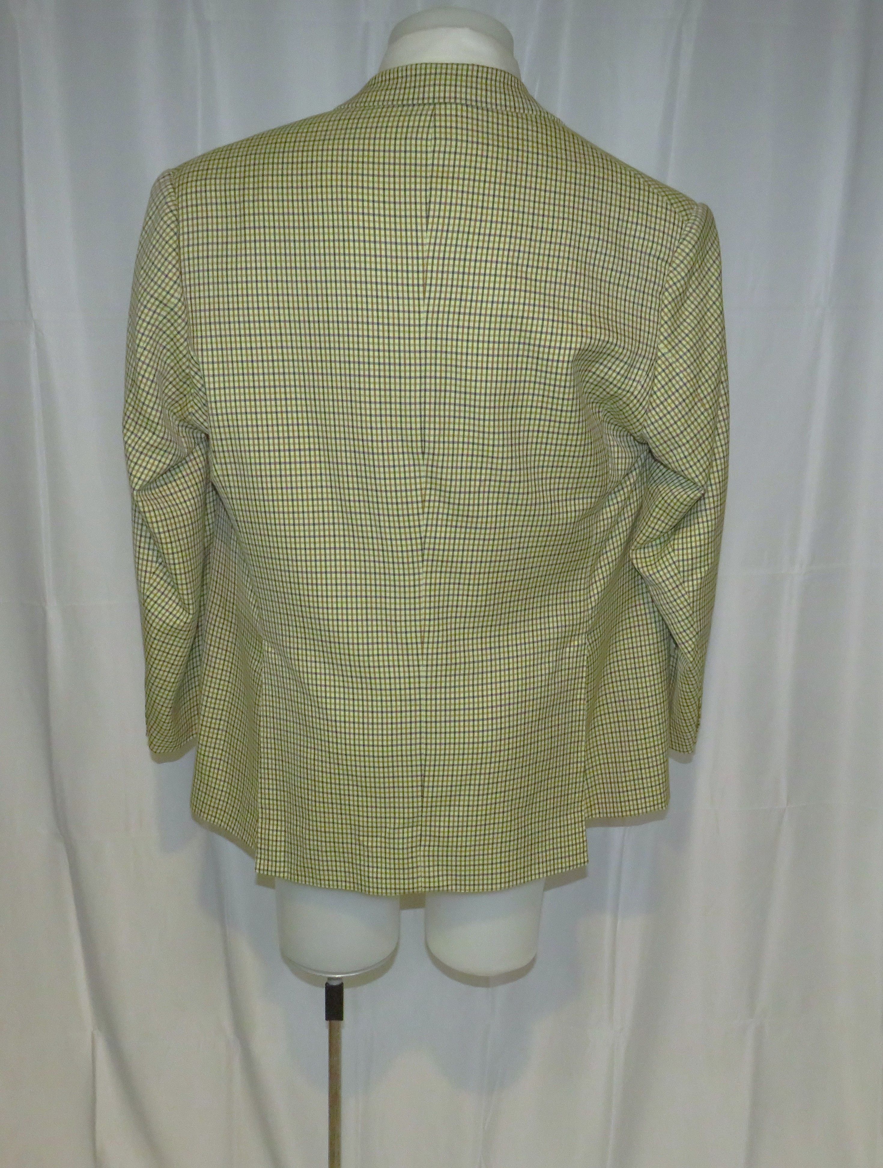 Henry Poole Savile Row Bespoke Cream Checked Two Button Sport Coat 44R Size 44R - 10 Thumbnail