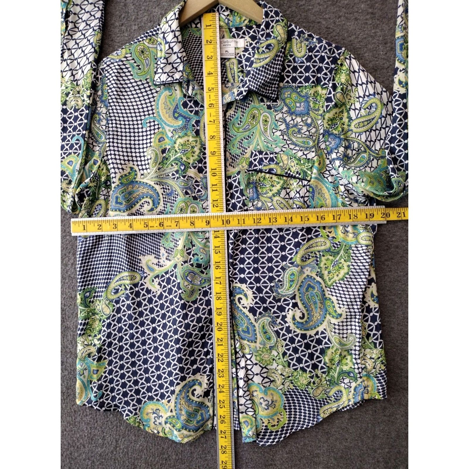 Liz Claiborne Liz Claiborne Shirt Blouse Women's PL Green/Blue Paisley Button Up Shirt Women Long Sleeve Casual Business Purple? Size L / US 10 / IT 46 - 4 Thumbnail