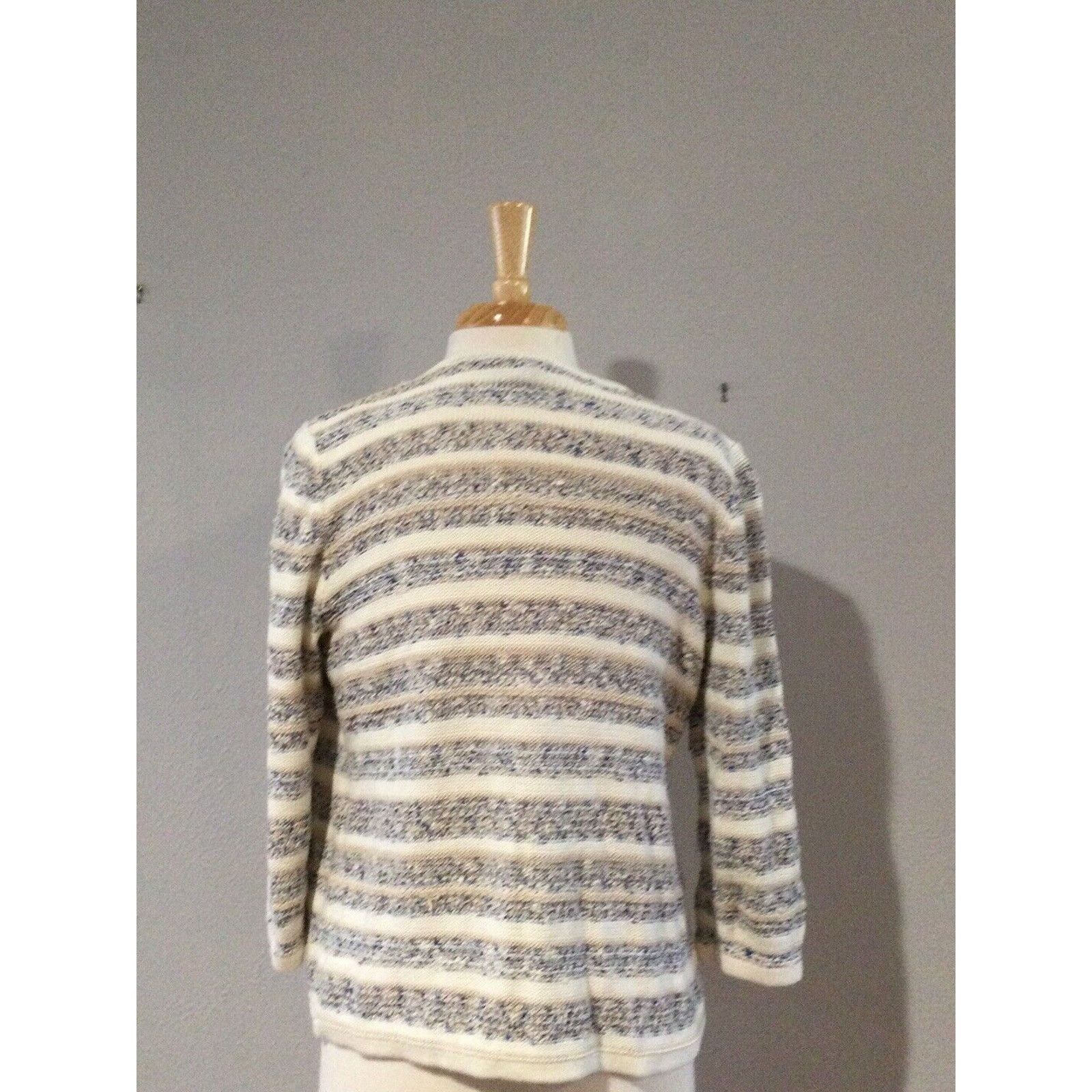 Chicos Chico's Fringe Tan Blue & White Knit Cardigan Size 0/S/4 Size S / US 4 / IT 40 - 11 Thumbnail