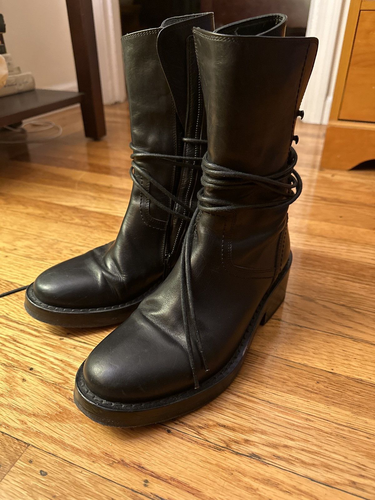 image of Ann Demeulemeester “Backlace” Vitello Nero Shoes in Black, Women's (Size 8)