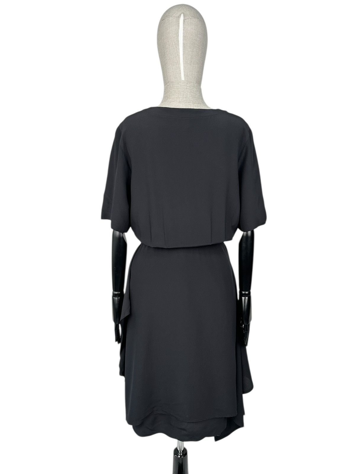 Salvatore Ferragamo SALVATORE FERRAGAMO 100% Silk Crepe Wrap Button Dress Black Size M / US 6-8 / IT 42-44 - 2 Thumbnail