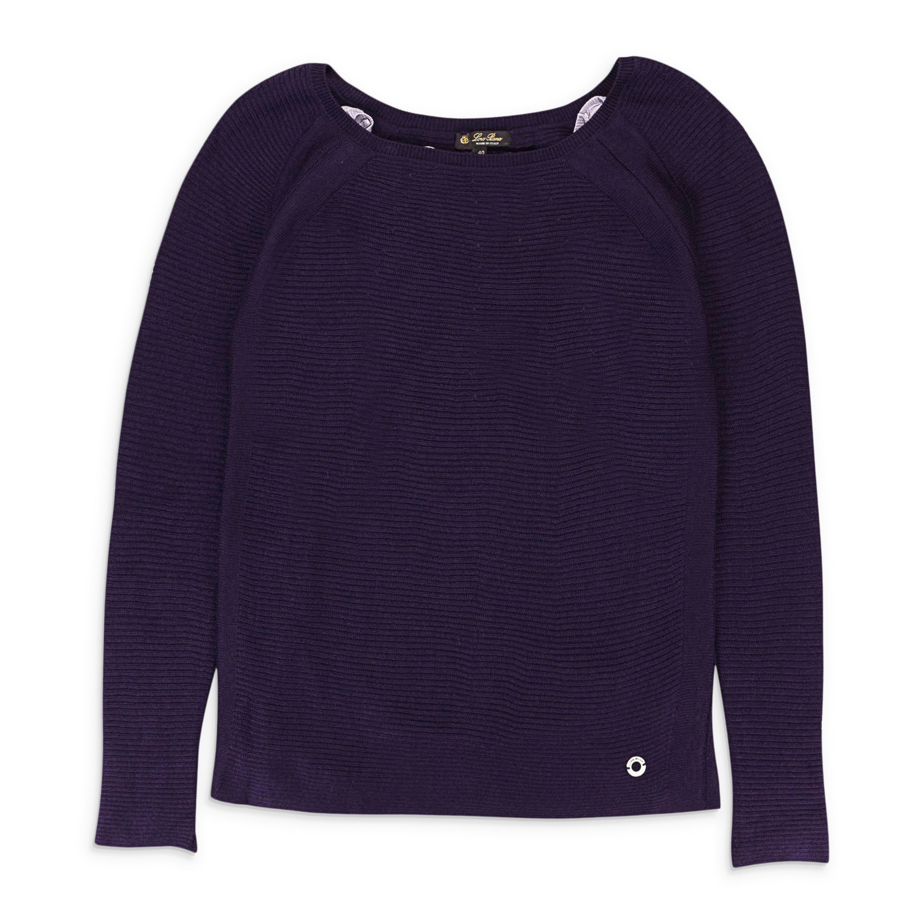 Loro Piana CASHMERE SCOOP NECK DEEP PURPLE SWEATER SIZE 44 Size M / US 6-8 / IT 42-44 - 1 Thumbnail