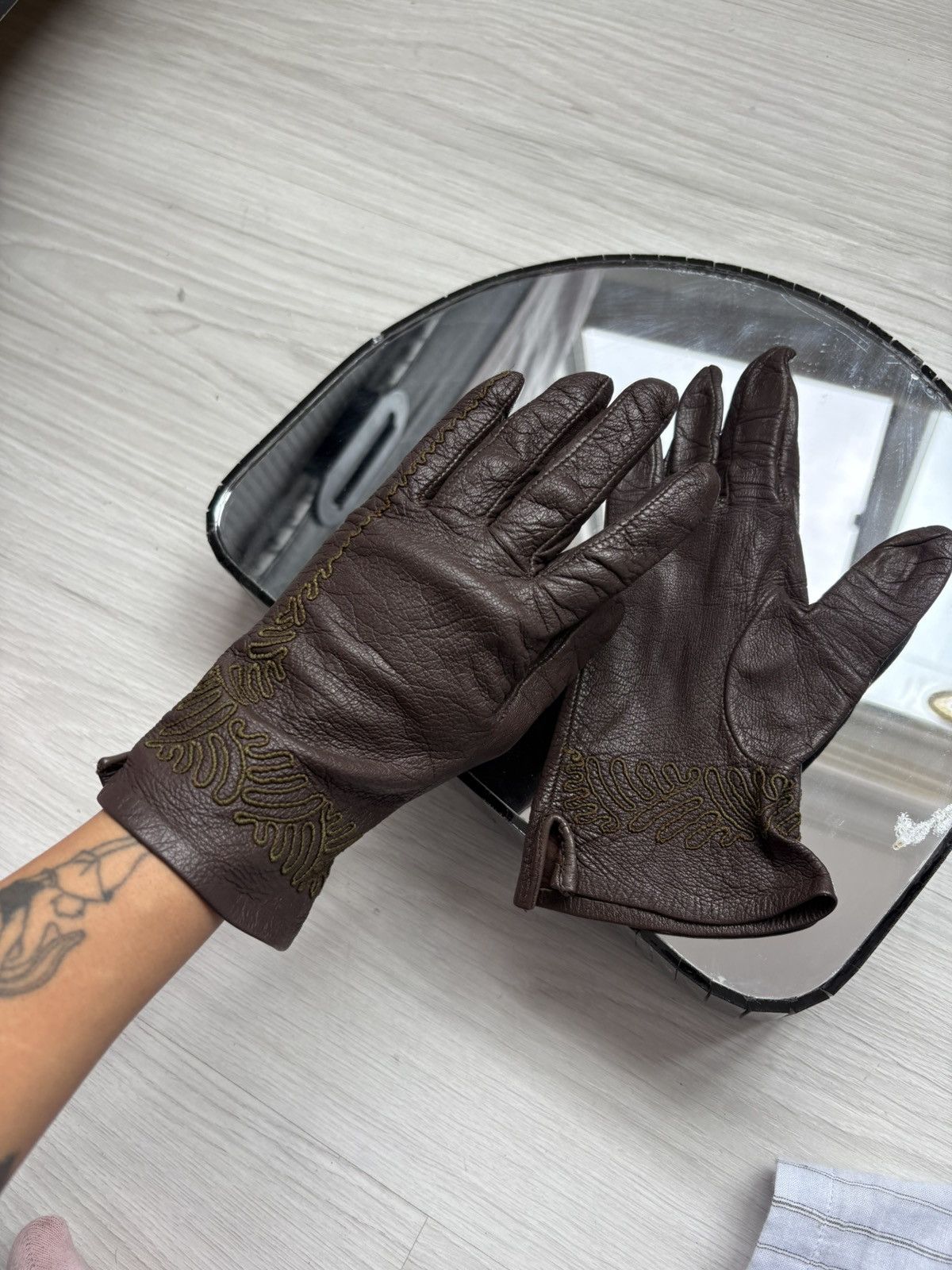 Vintage Vintage leather gloves Size ONE SIZE - 1 Thumbnail