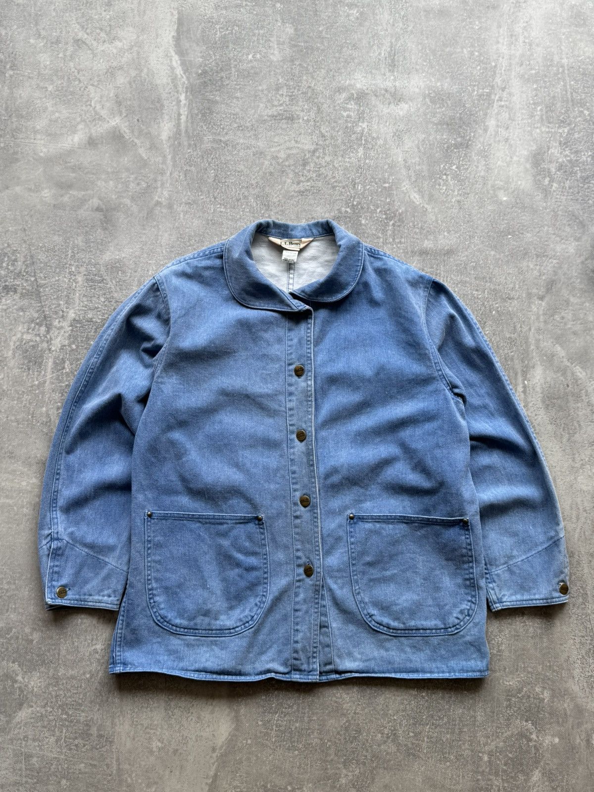 L.L. Bean 80s LL Bean Peter Pan Collar Chambray Chore Jacket Work Wear Size US L / EU 52-54 / 3 - 1 Thumbnail