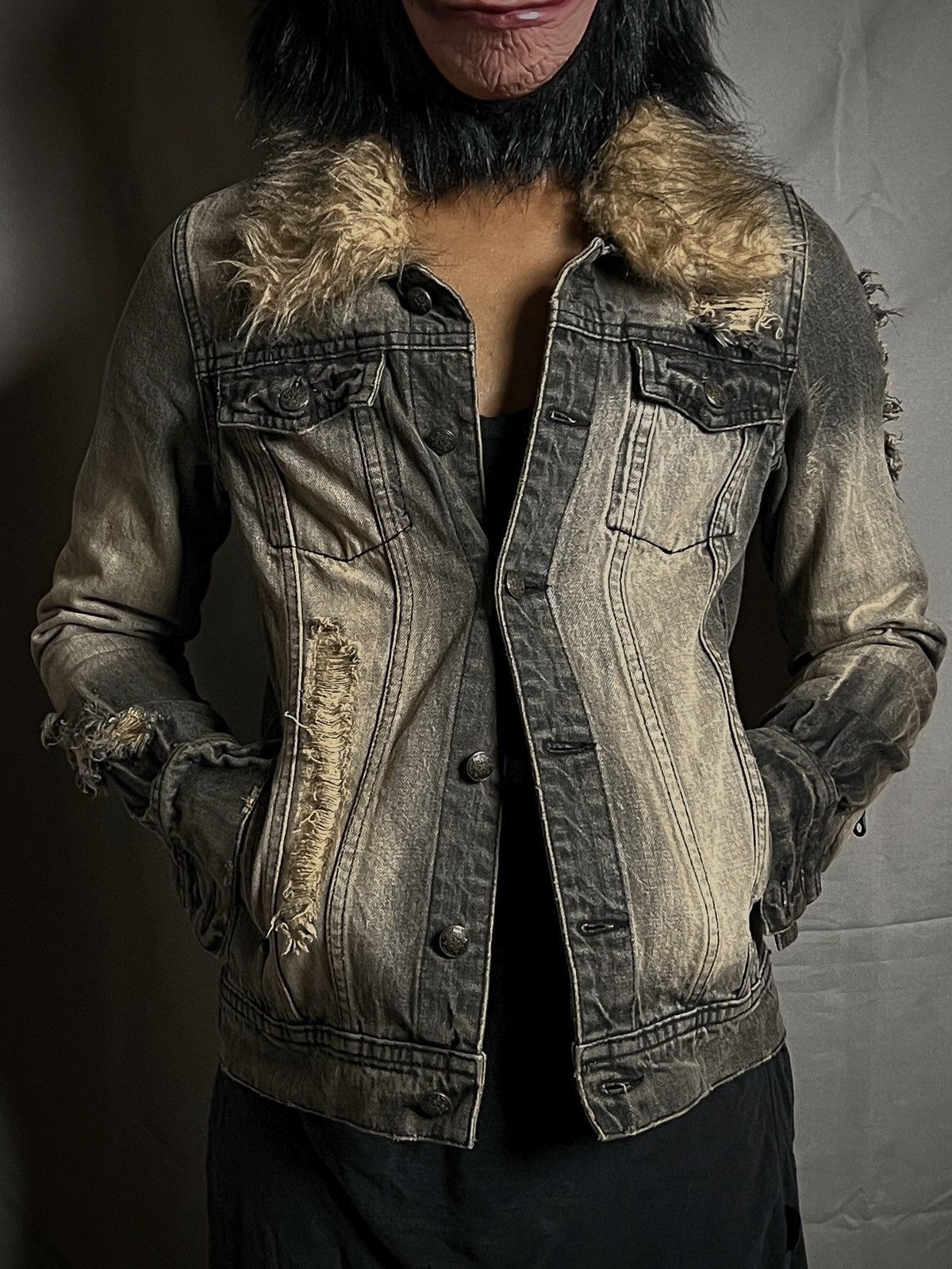 Japanese Brand Midas Archive Distressed Fur Jacket VKei Y2K Custom Rings Size US M / EU 48-50 / 2 - 2 Thumbnail