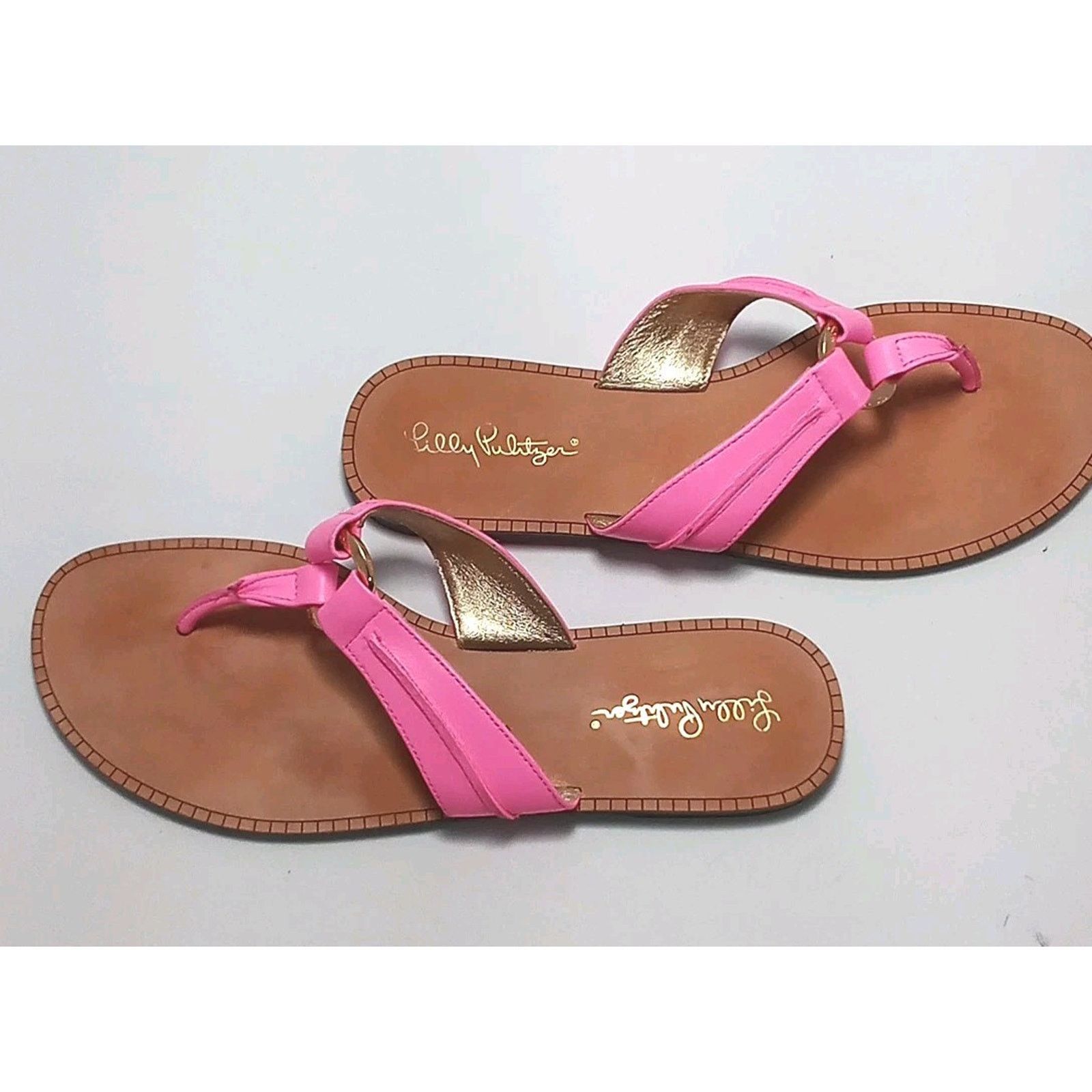Lilly Pulitzer Lilly Pulitzer McKim Sandals Prosecco Leather Thong Size 9.5 Size US 9.5 / IT 39.5 - 3 Thumbnail
