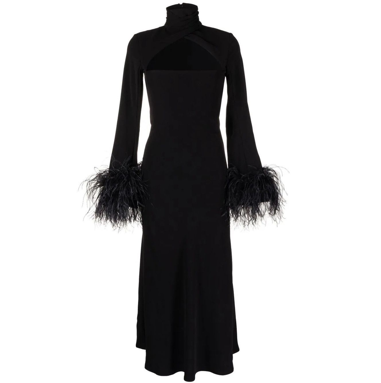 image of 16Arlington Bodessa Long Feather Dress Black, Women's (Size Small)