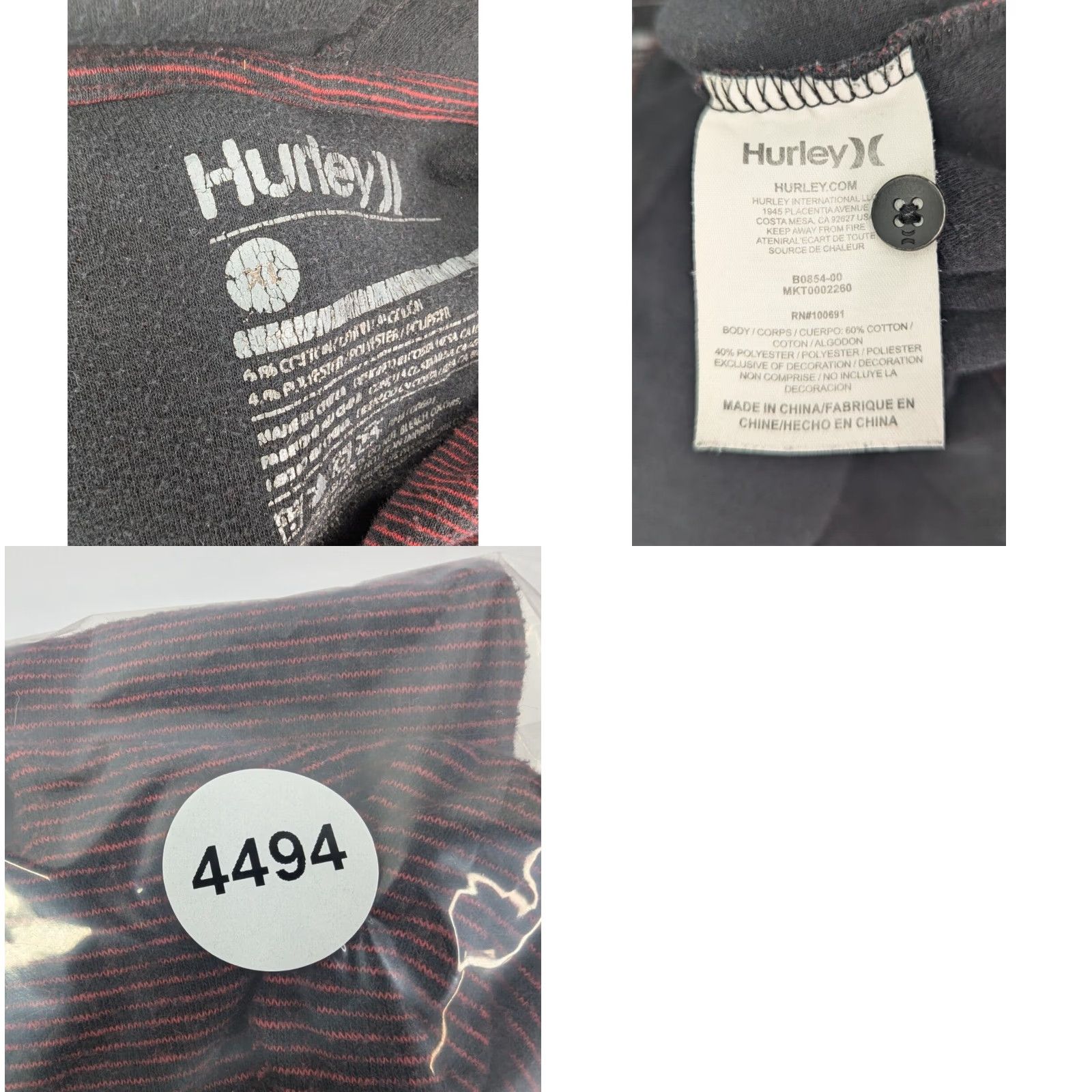 Hurley Hurley Hooded Sweatshirt XL Women’s Pullover Burgundy Stripe Black Cotton Polyester 90s Activewear Ladies Shirt? Size XL / US 12-14 / IT 48-50 - 8 Thumbnail