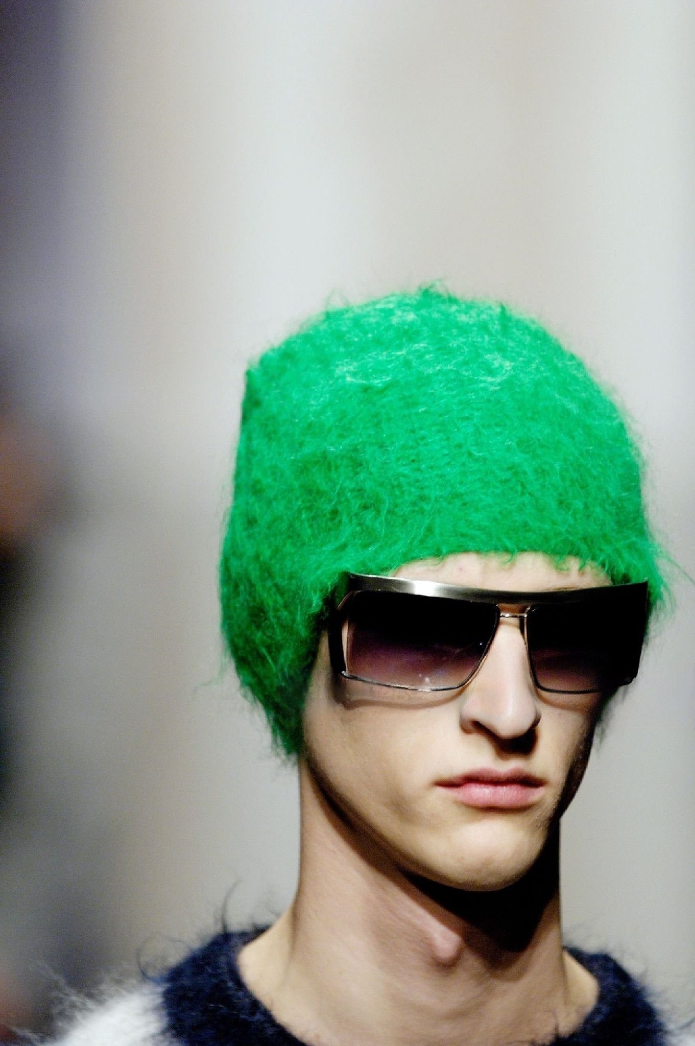 Prada FW 2007 Green Mohair Wave Knit Beanie Hat Size ONE SIZE - 11 Thumbnail