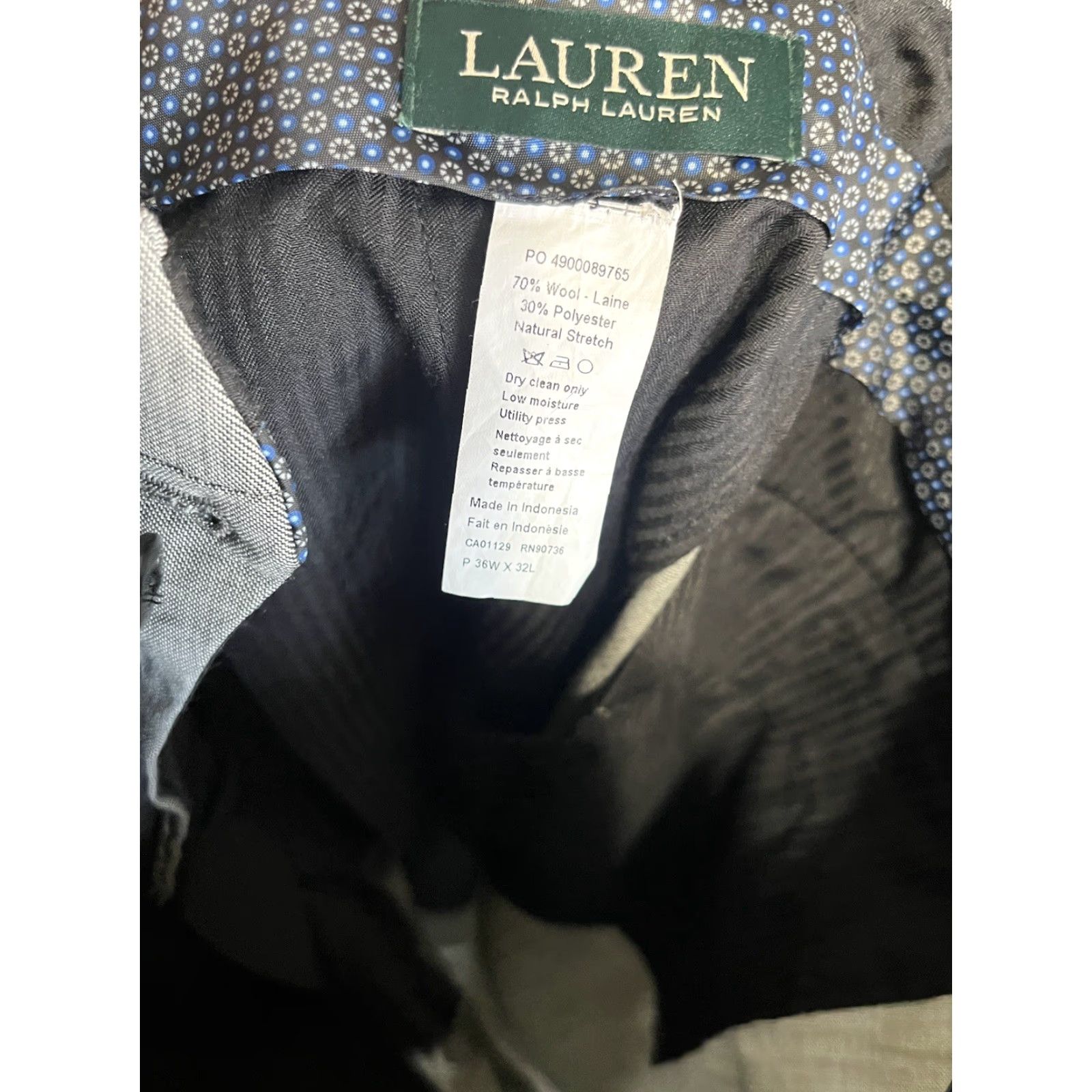 Ralph Lauren VINTAGE Lauren Ralph Lauren Flat Front Pants Gray Men 36x32 Wool Knit Dress Front Hook & Loop Logo 90s Size US 36 / EU 52 - 5 Thumbnail