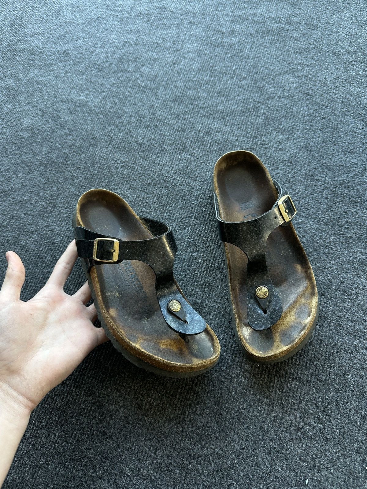 Birkenstock 🚨Vintage Birkenstock 38 black gold Luxe Sandals rare slides Size US 8 / IT 38 - 1 Thumbnail