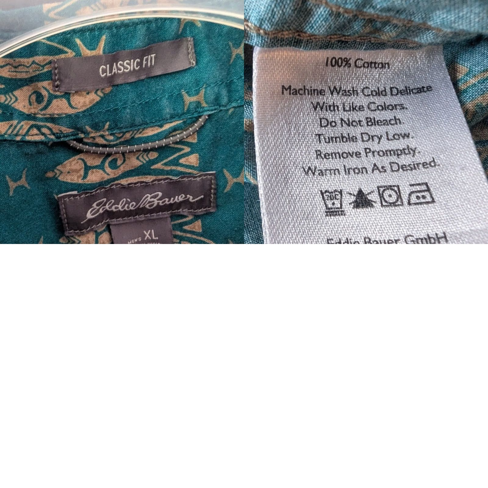 Eddie Bauer Eddie Bauer Button Up Teal Surfboard Print Short Sleeve Camp Shirt Classic Fit Men XL Multicolor Geometric Casual Travel Summer Spring Button-Up Size US XL / EU 56 / 4 - 8 Thumbnail