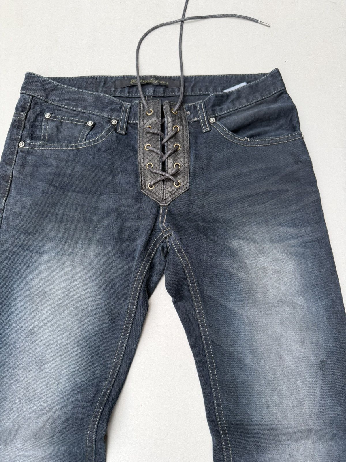 Japanese Brand Example Lace up flare jeans Size US 30 / EU 46 - 2 Thumbnail