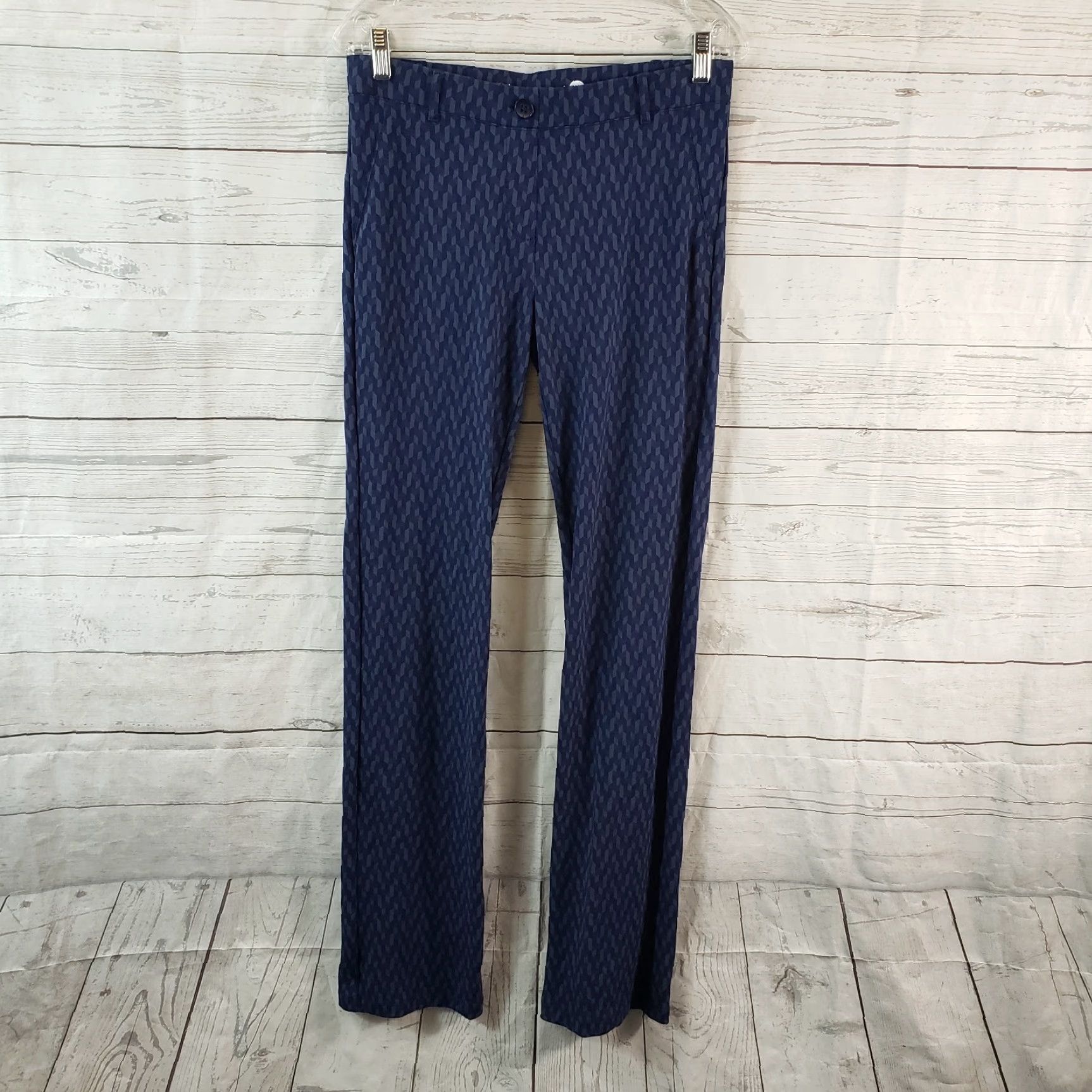 Vintage Betabrand Womens Straight Leg Dress Pant Yoga Pants Sz Medium Long Blue Pull On Size 32" / US 10 / IT 46 - 2 Thumbnail