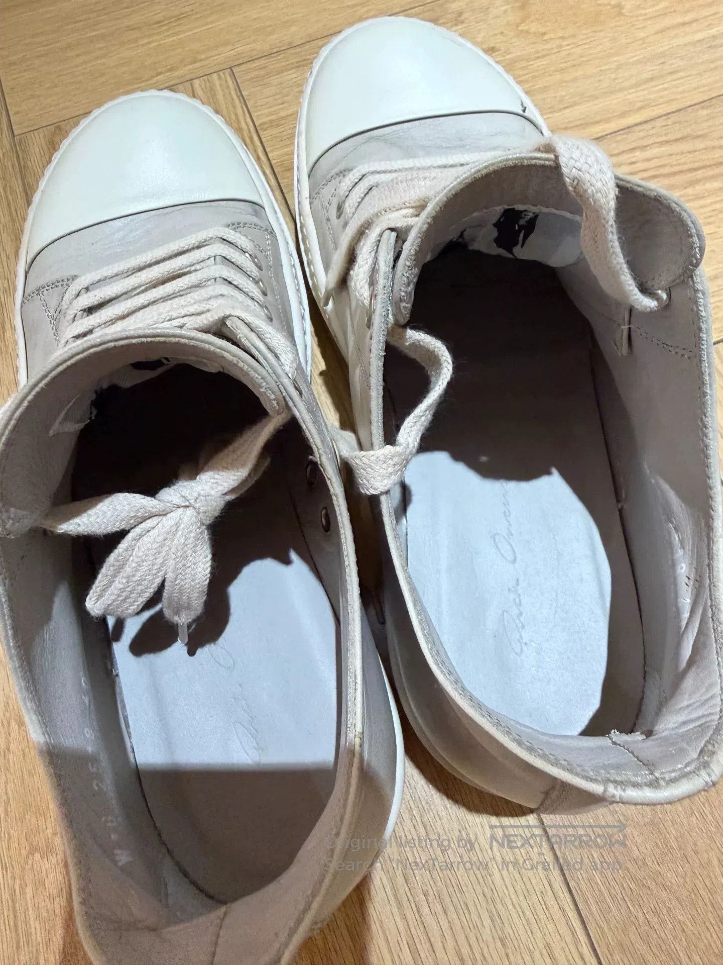 Rick Owens Rick Owens Gray Leather Low-Top Sneakers. Size US 5 / EU 37 - 2 Thumbnail
