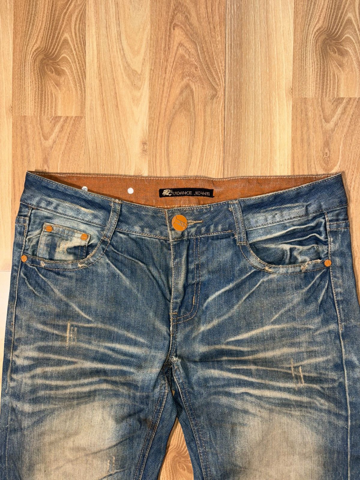 Japanese Brand Vintage Guidance Jeans Dirty Wash Y2K Streetwear Orange In Size US 32 / EU 48 - 3 Thumbnail