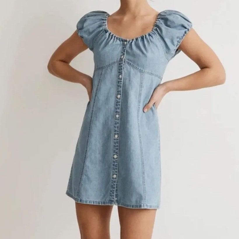 Madewell Madewell Womens Margie Denim Babydoll Dress Sz 8 Mini Preppy Size M / US 6-8 / IT 42-44 - 1 Thumbnail