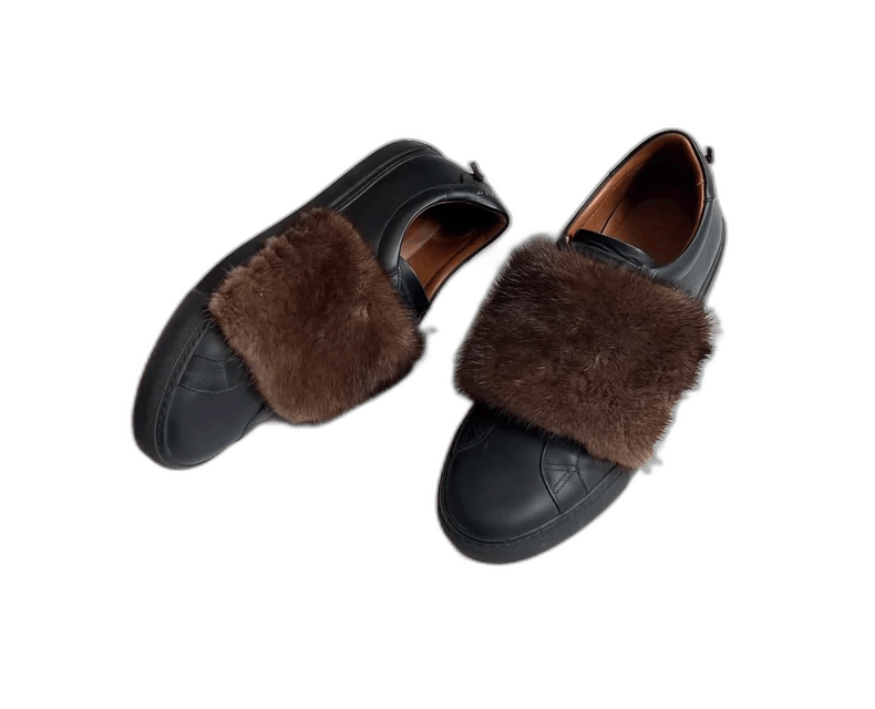 Givenchy Mink Fur Casual Leather Shoes in Black, Men's (Size 10)