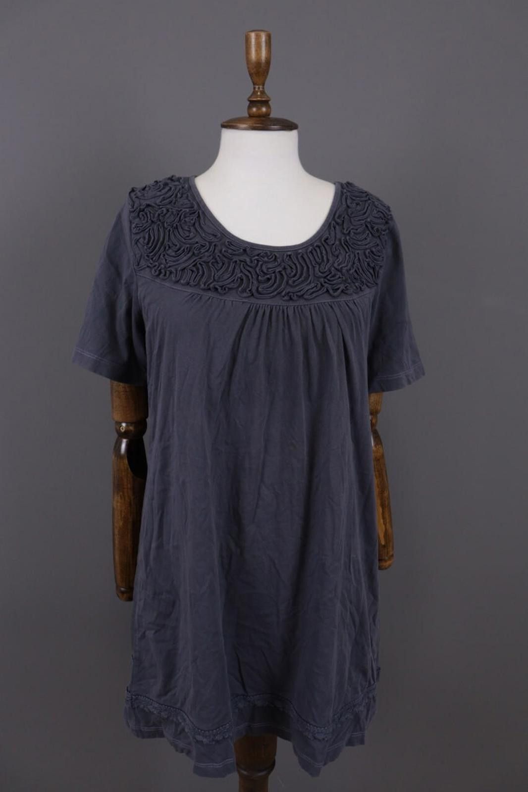 Designer Deerberg by Oska Gray Embroidered Relaxed Knee Dress Size L Size L / US 10 / IT 46 - 1 Thumbnail