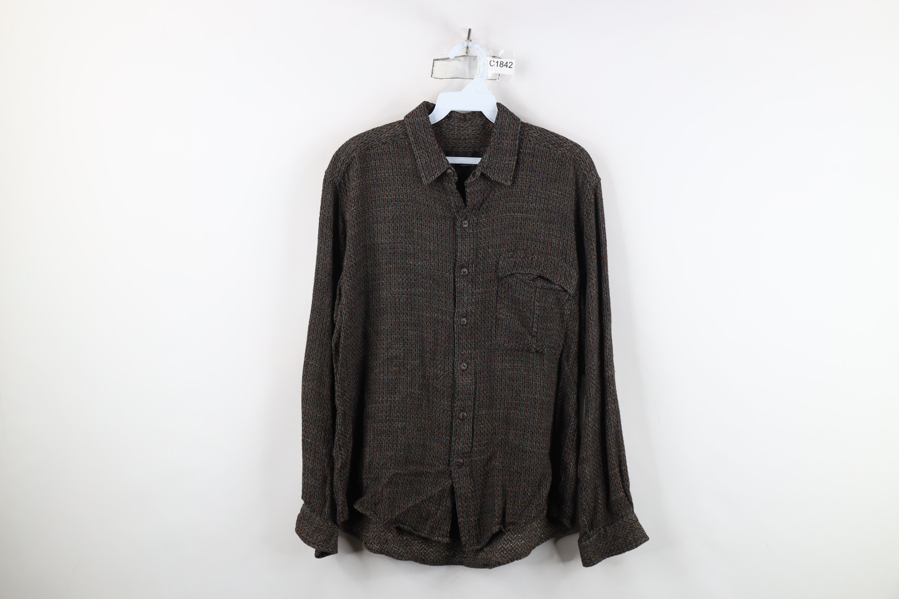 Vintage 90s Streetwear Knit Heavyweight Button Shirt USA