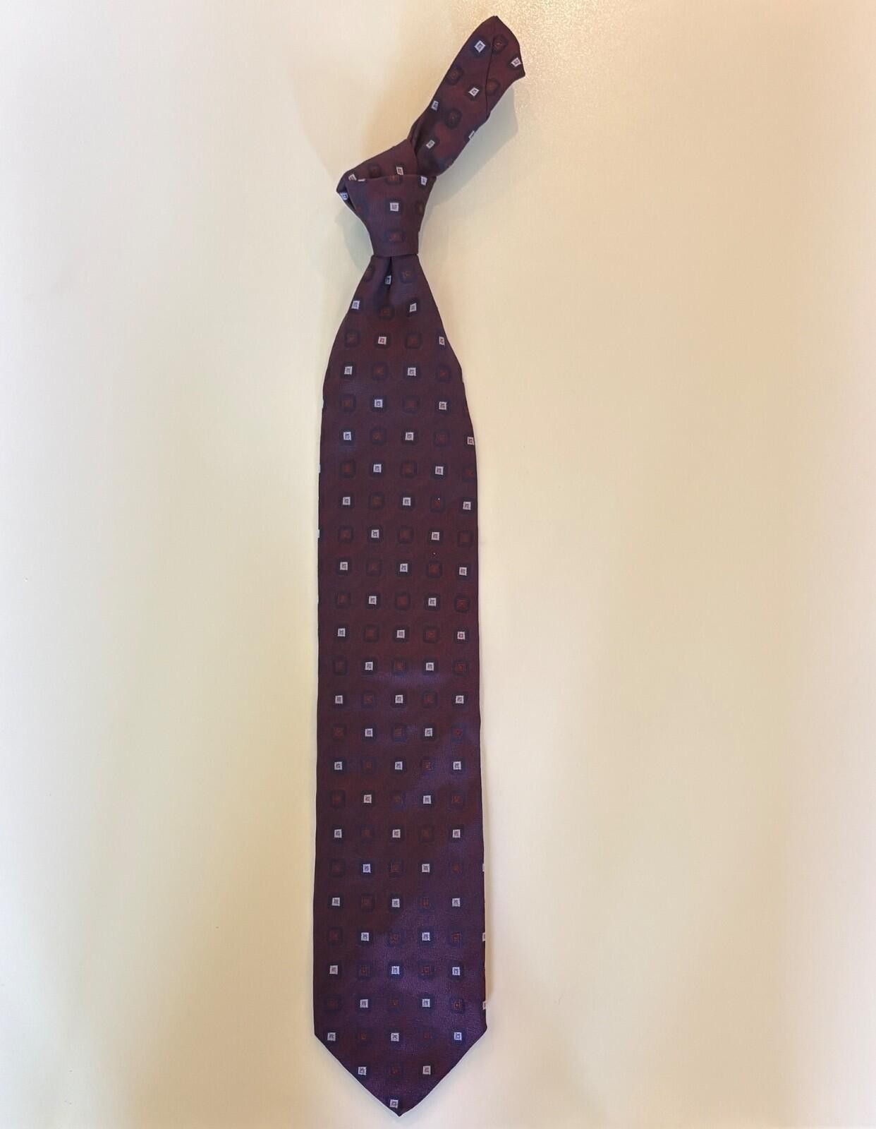 Pal Zileri Pal Zileri Italy Silk Tie Burgundy Wine Neat Geometric Size ONE SIZE - 4 Thumbnail