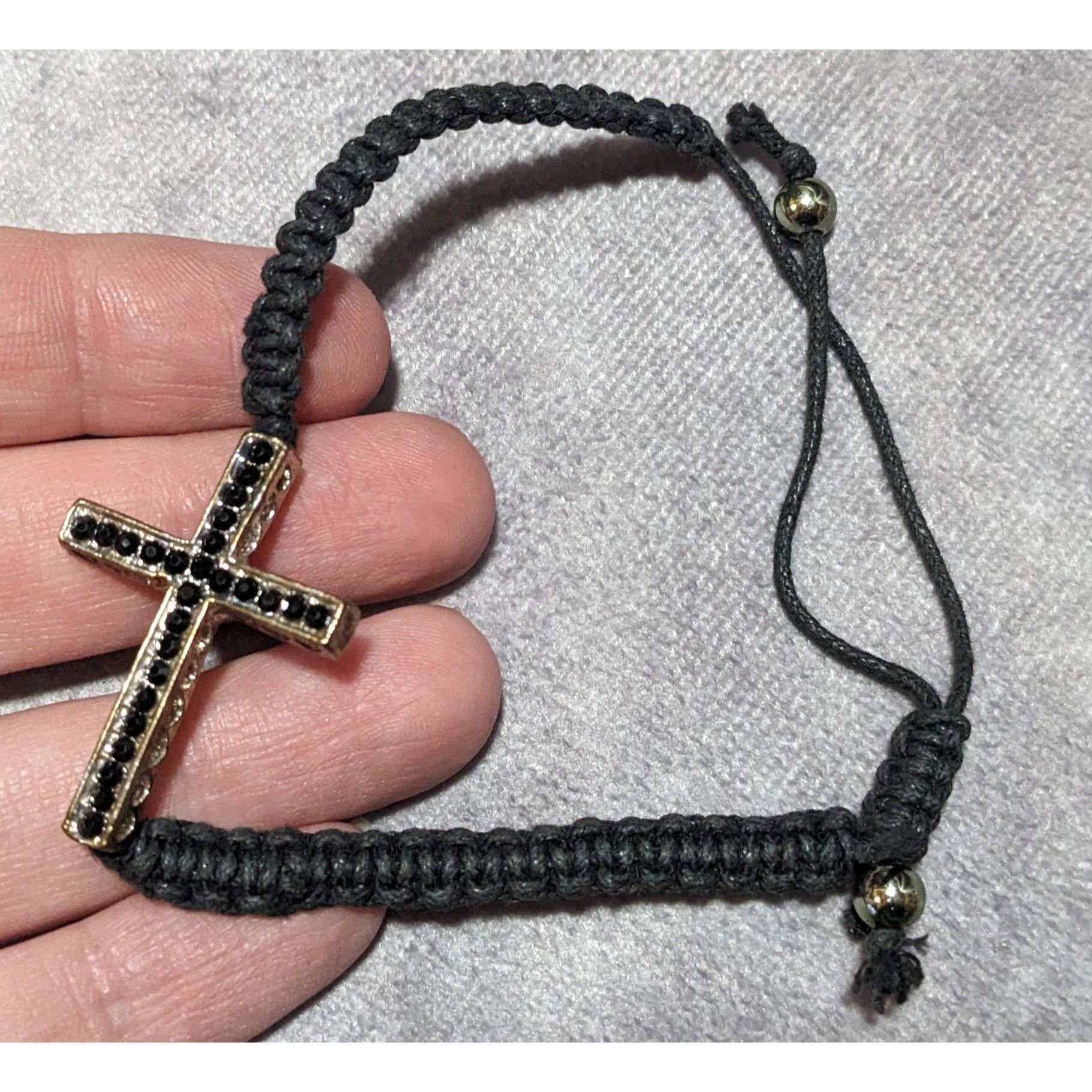 Other Gothic Cross Black And Silver Tone Rhinestone Adjustable Bra Size ONE SIZE - 4 Thumbnail