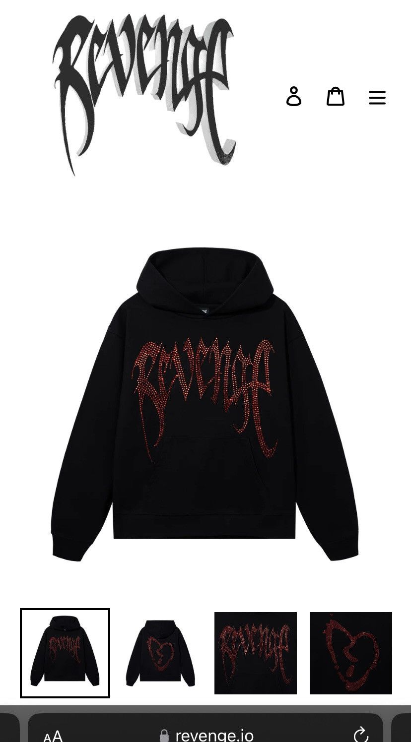 Revenge Revenge X HEARTBREAK BEJEWELED HOODIE BLACK / RED
