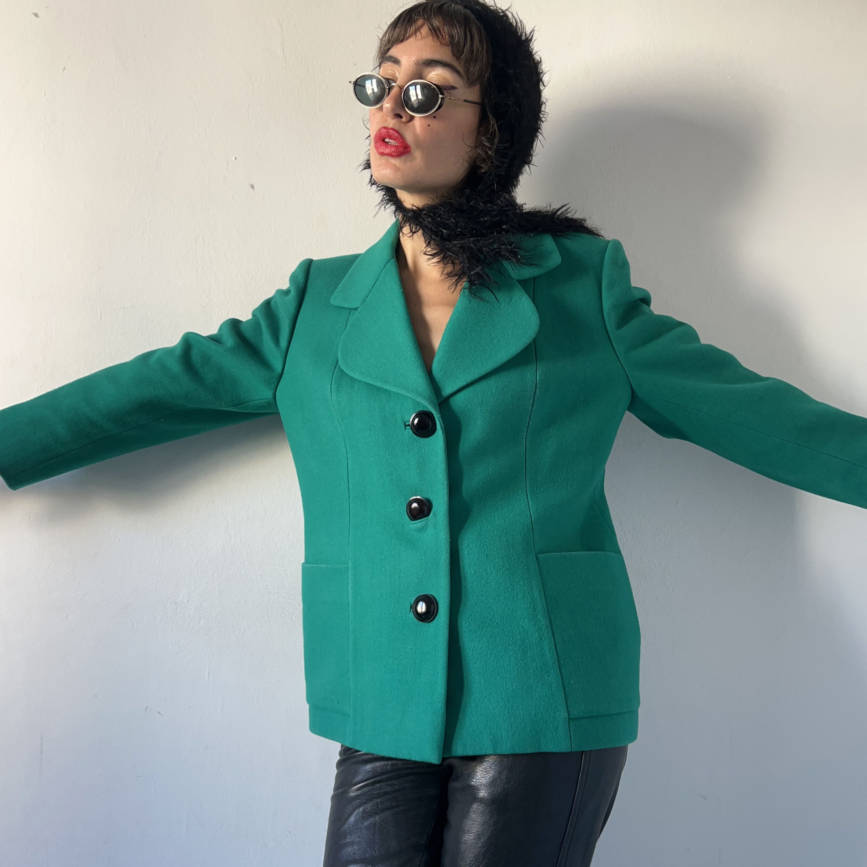 Vintage Vintage 90s Pure Wool Green Jacket Size M / US 6-8 / IT 42-44 - 1 Thumbnail