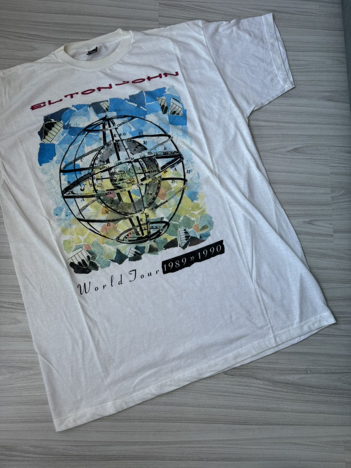 Band Tees × Vintage Vintage Elton John 1989-1990 World Tour T-Shirt White Size US XL / EU 56 / 4 - 7 Thumbnail