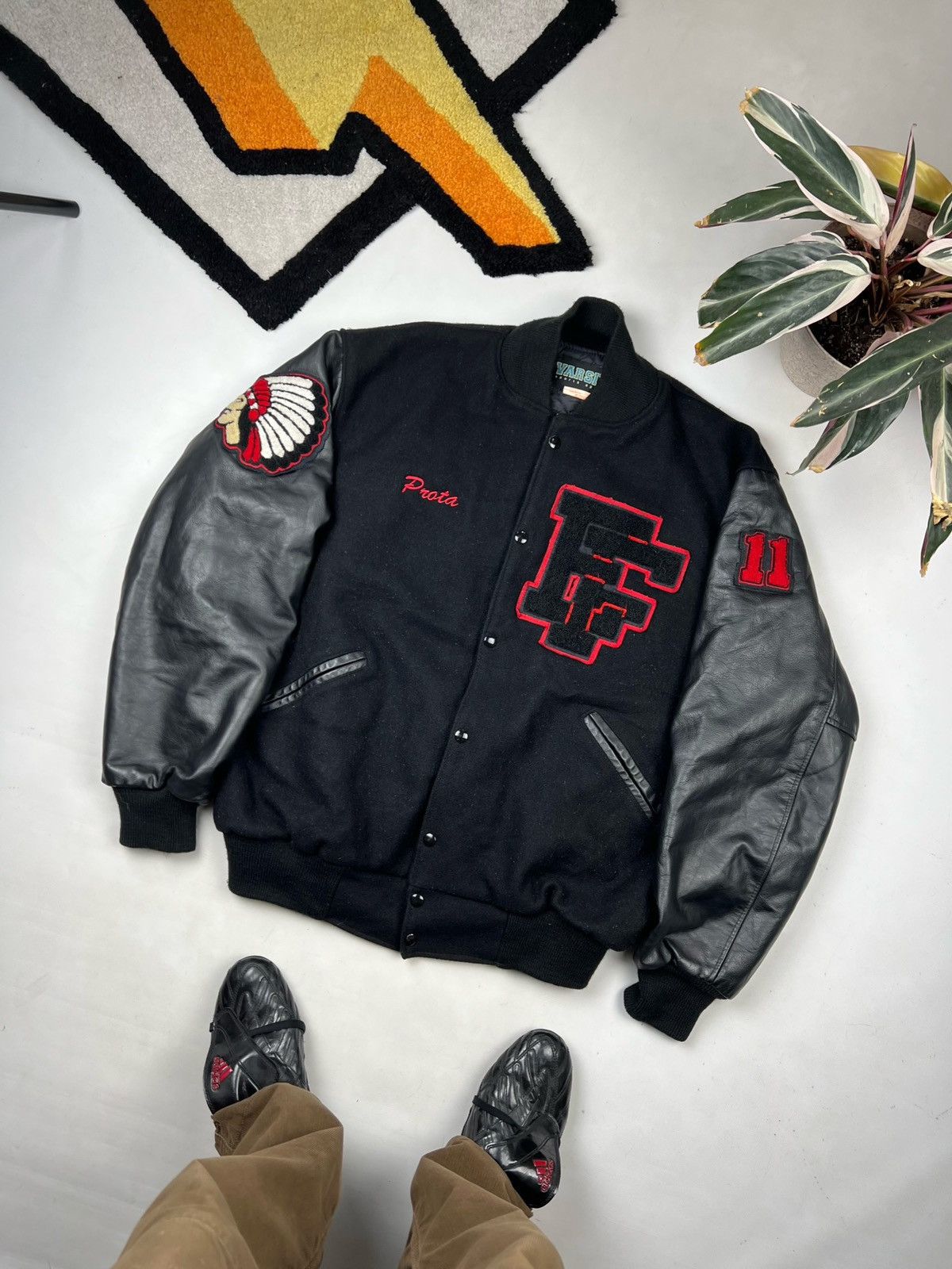 Leather Rare Leather Jacket Mecca Indian native Usa Big Logo Varsity Size US XL / EU 56 / 4 - 4 Thumbnail