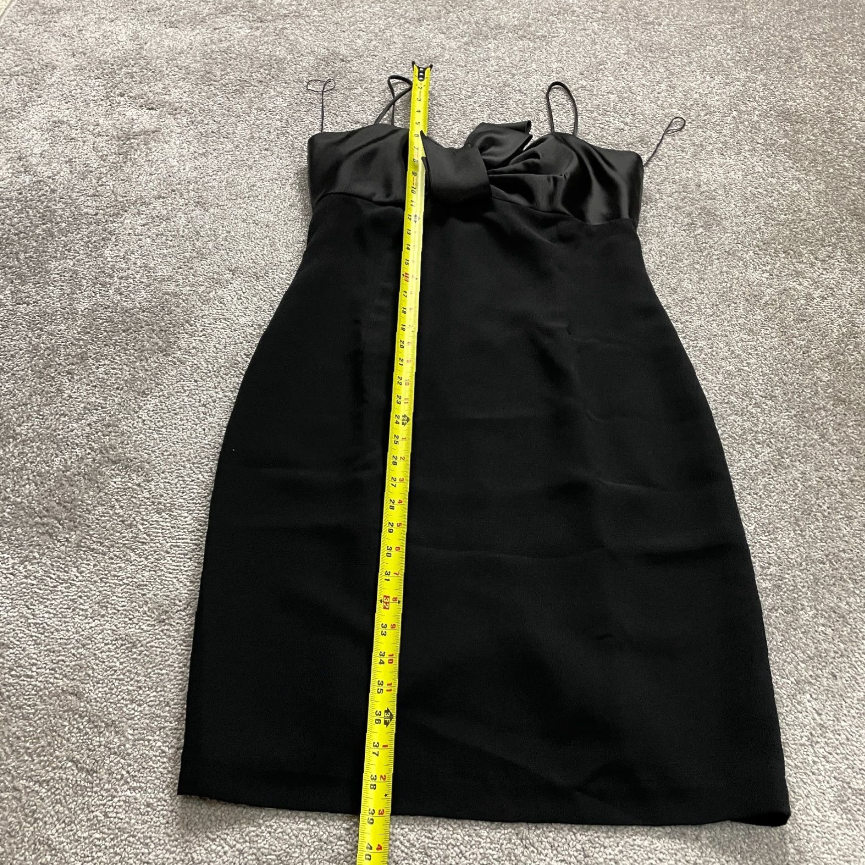 MAGGY LONDON Maggie London Dress Womens 14 Midi Cocktail Black Bow Sweetheart Spaghetti Party Size XL / US 12-14 / IT 48-50 - 6 Thumbnail