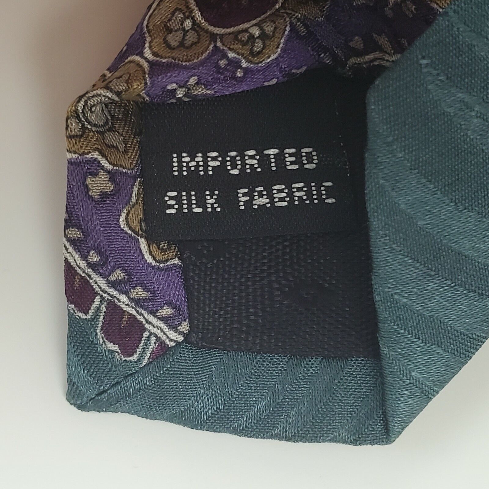 Vintage Bill Robin Son Teal Purple Paisley Silk Tie Short Wide Size ONE SIZE - 4 Thumbnail