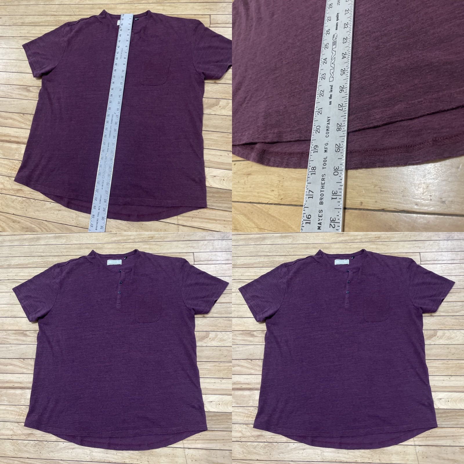 Vintage Five Four Henley Shirt Men XL Burgundy Red Textured Terry Dark Dressy Mature Shirt Size US XL / EU 56 / 4 - 8 Thumbnail