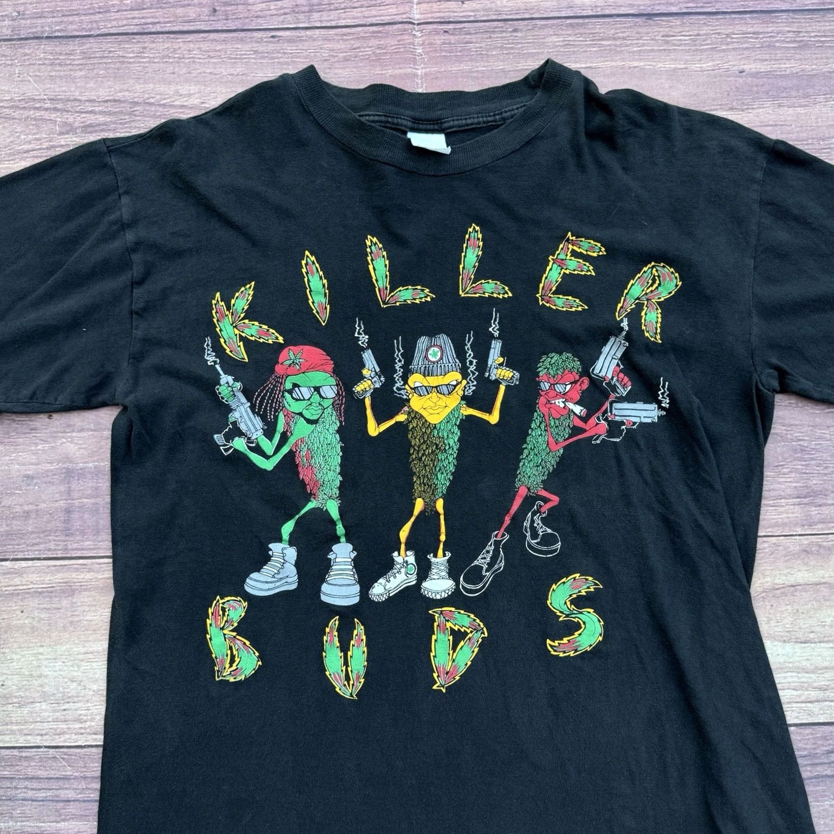 Vintage VINTAGE Fashion Victim Shirt Mens 20x26 Black Killer Buds Marijuana Guns Uzis Weed 90s Rare Size US XXL / EU 58 / 5 - 2 Thumbnail