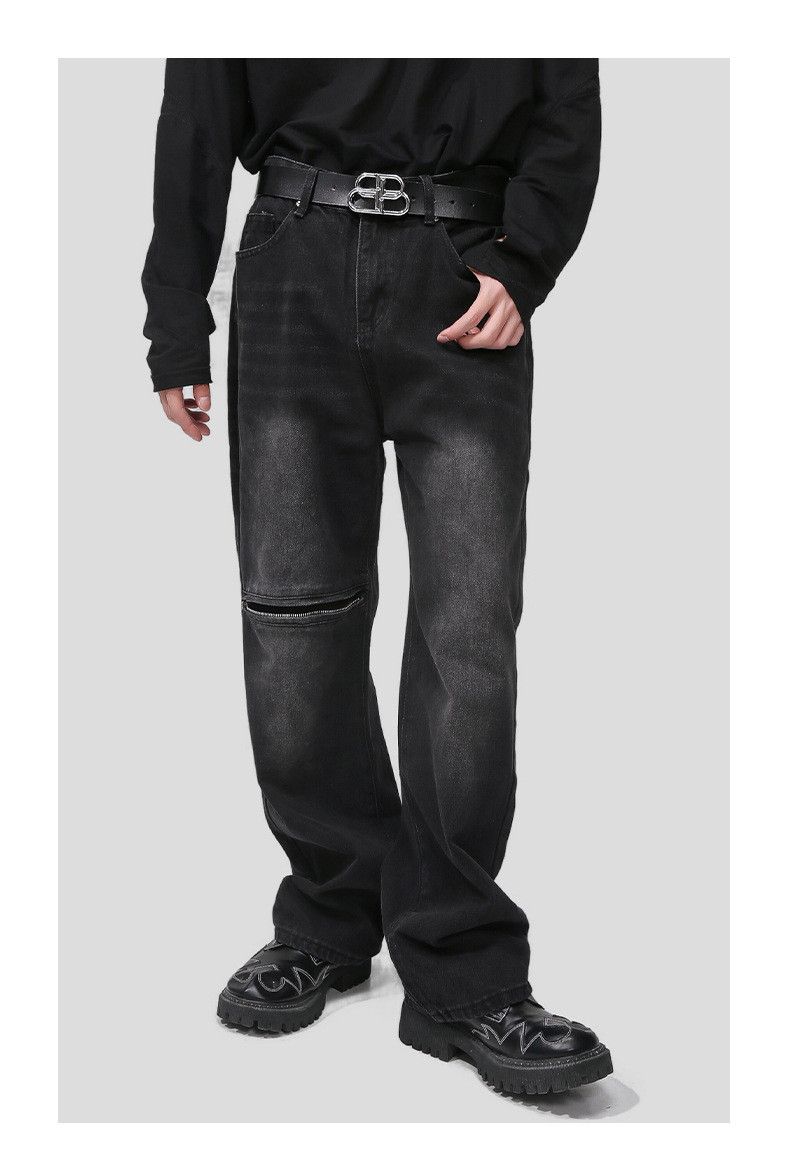 Japanese Brand Trendy street washed high street loose ripped jeans Size US 32 / EU 48 - 1 Thumbnail