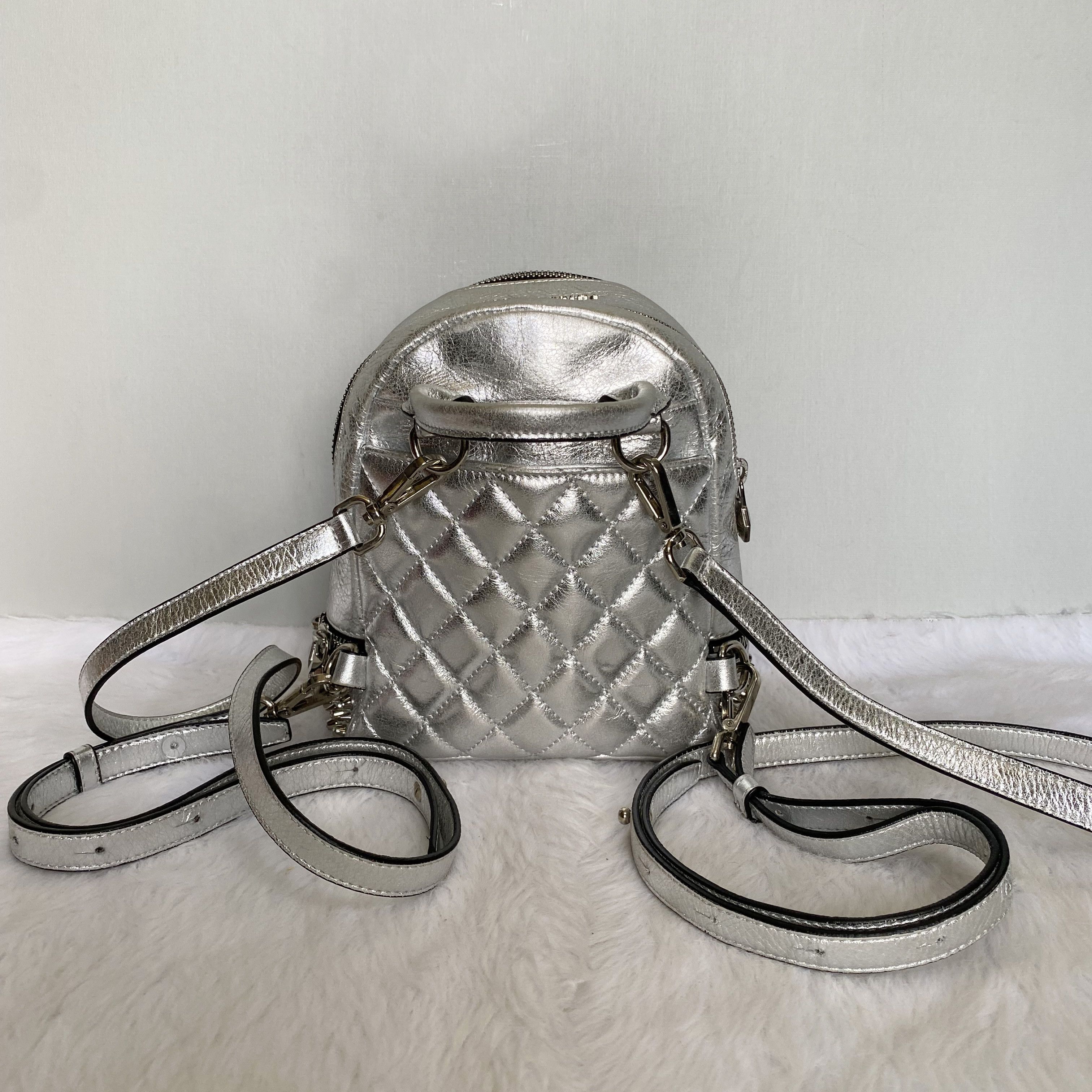 Philipp Plein Mini Cornelia Silver Crystal Studded Skull Leather Backpack Size ONE SIZE - 4 Thumbnail