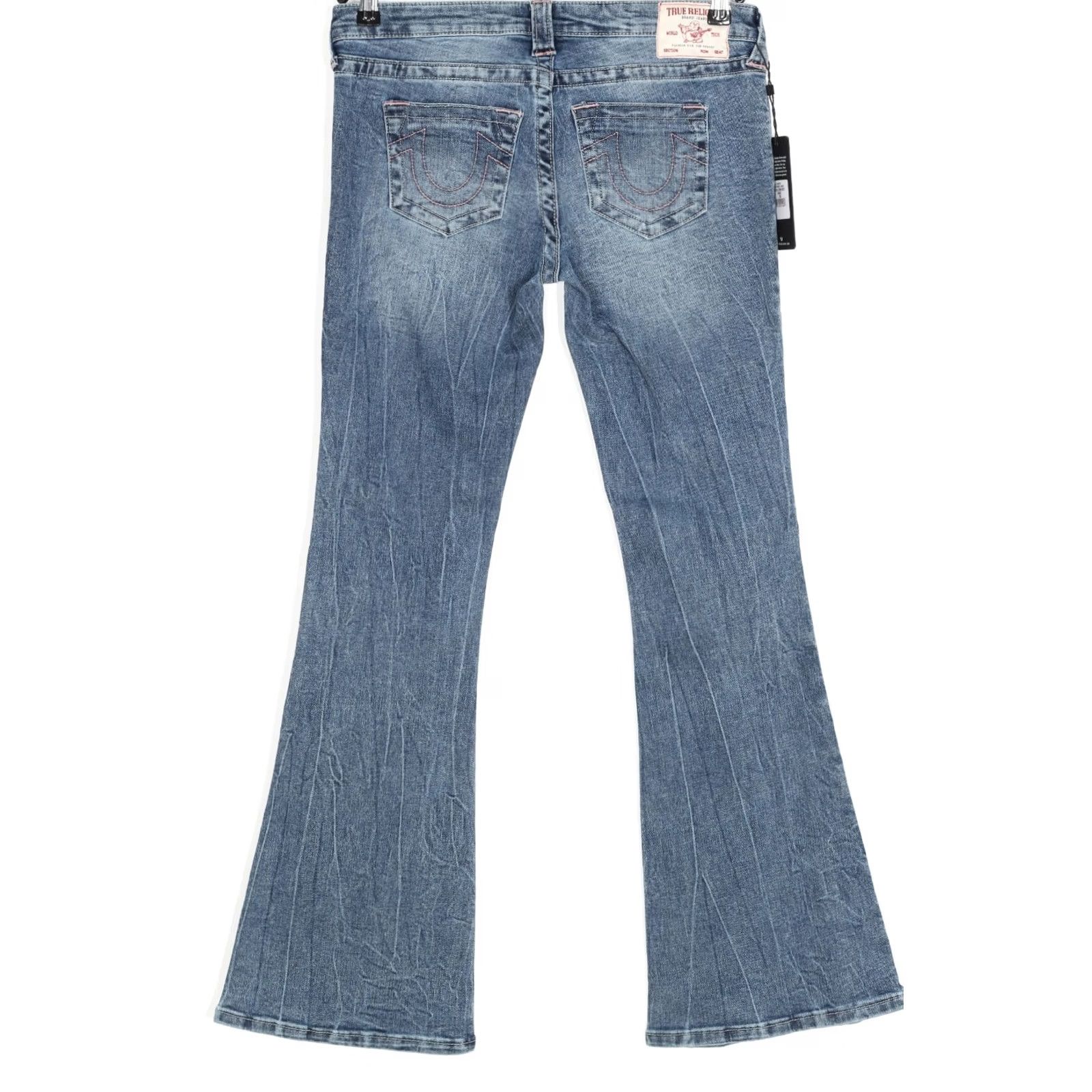 True Religion TRUE RELIGION Jeans Women Flared Bootcut Low Rise W29 Inseam 32" Blue Knit Denim Pocket 5-Pocket Design Stretch Adult Womens Size 29" - 2 Thumbnail