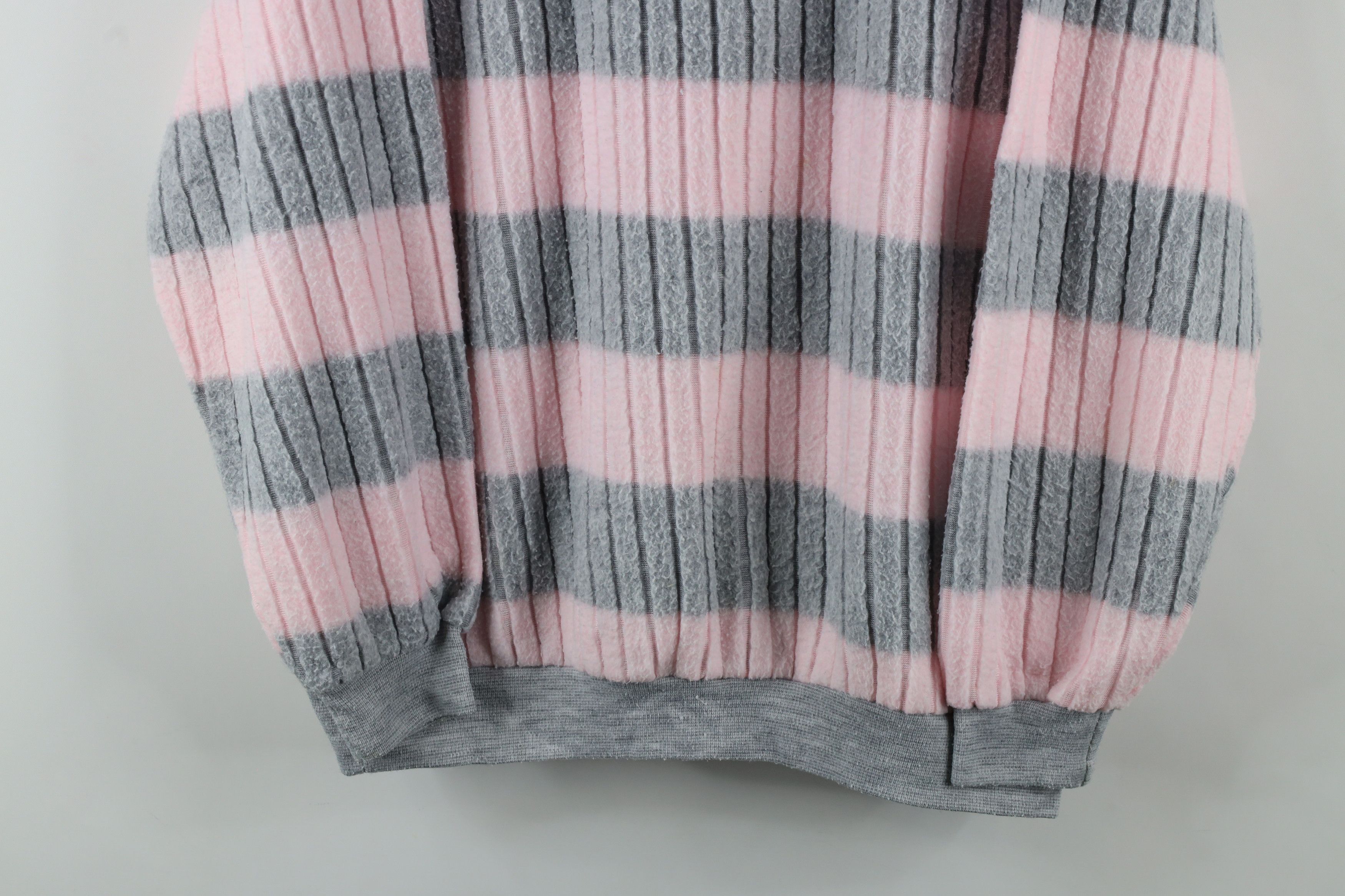 Vintage Vintage 90s Streetwear Striped Ribbed Knit Fleece Sweatshirt Size XS / US 0-2 / IT 36-38 - 3 Thumbnail