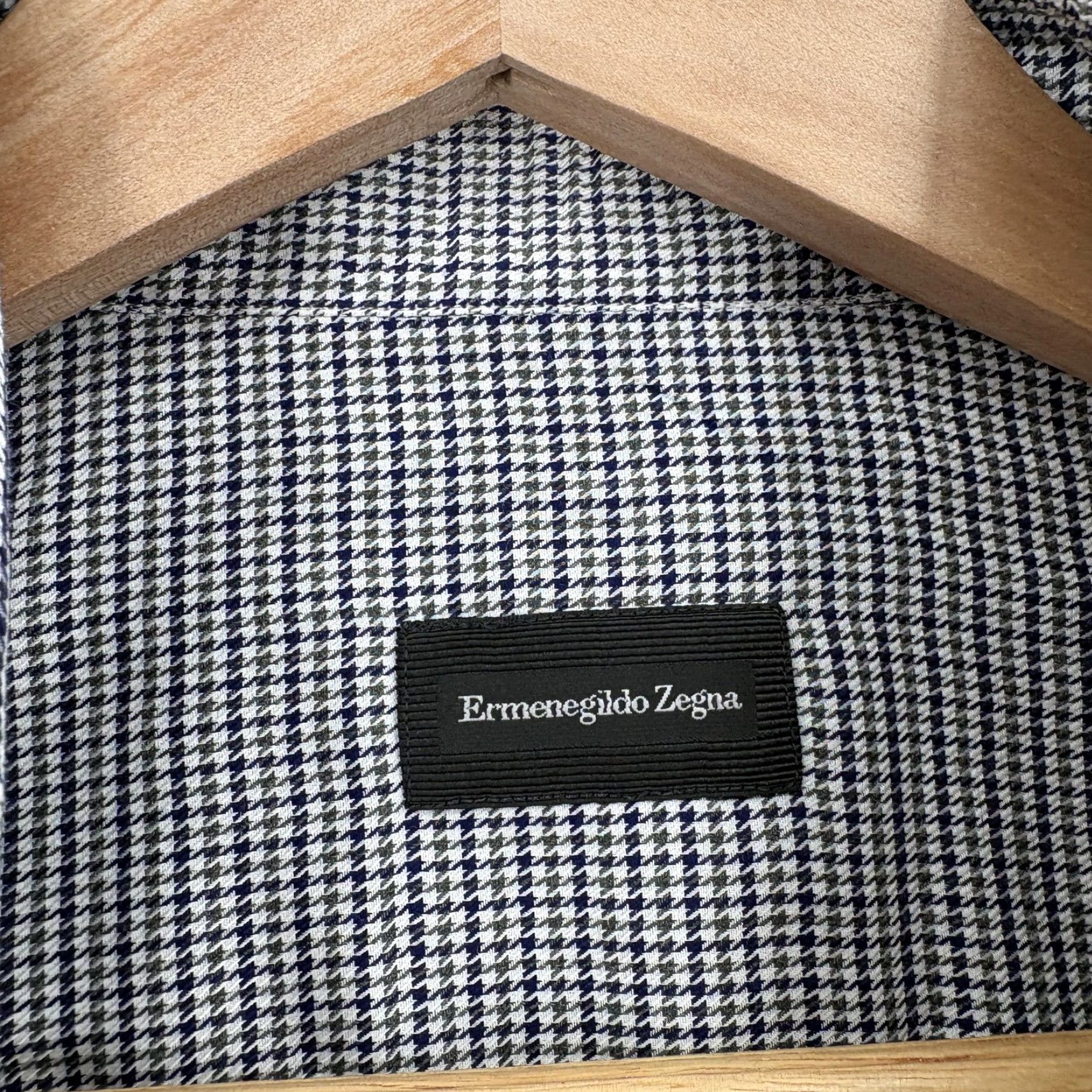 Ermenegildo Zegna Ermenegildo Zegna Shirt Mens Large Blue Gray Houndstooth Dress Casual Button Up Size US L / EU 52-54 / 3 - 5 Thumbnail